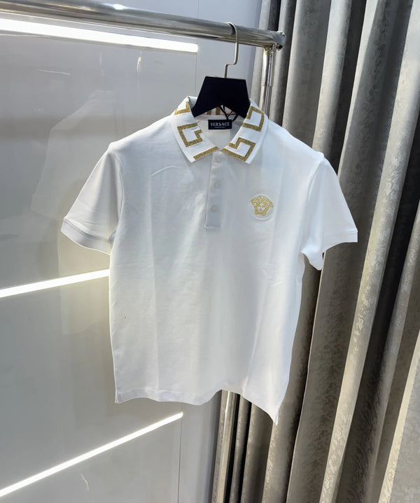 Versace Couture White Collar Logo Imported Polo T-Shirt