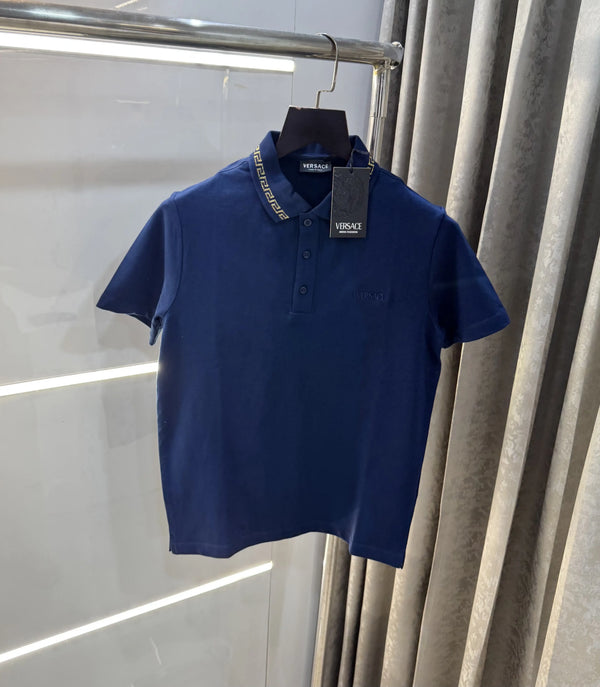 Versace Couture Petrol Blue Logo Work Imported Polo T-Shirt