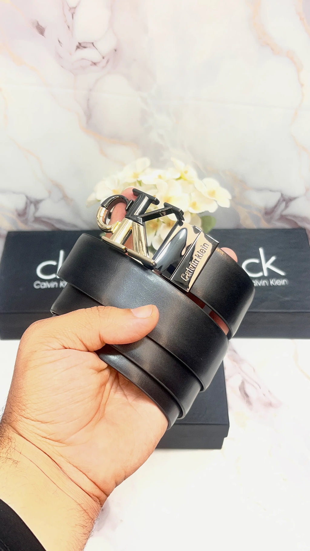 CK CALVI_N KLEIN PREMIUM QUALITY IMPORTED REVERSIBLE BELT WITH OG BOX CK-113