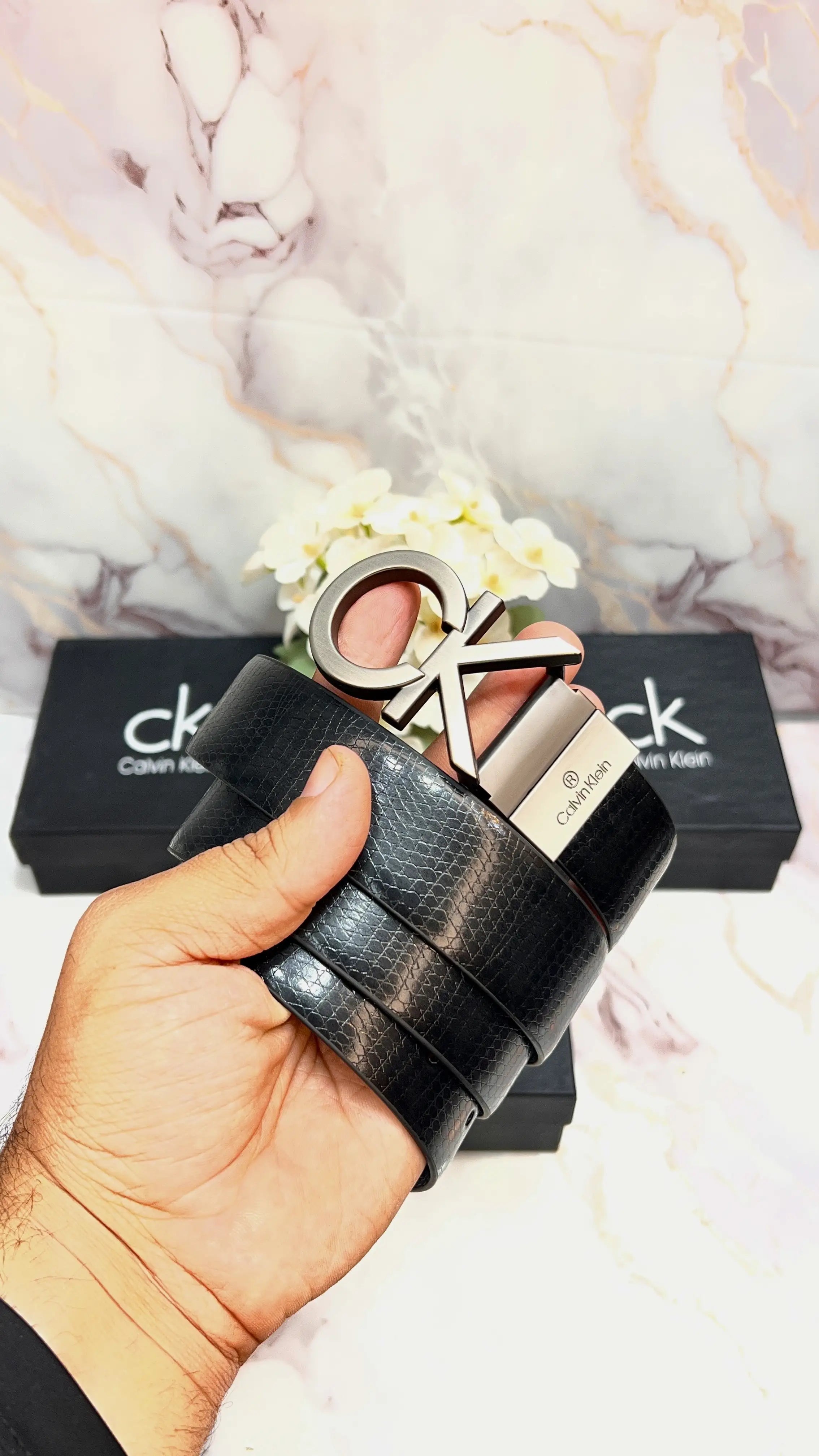 CK CALVI_N KLEIN PREMIUM QUALITY IMPORTED REVERSIBLE BELT WITH OG BOX CK-115