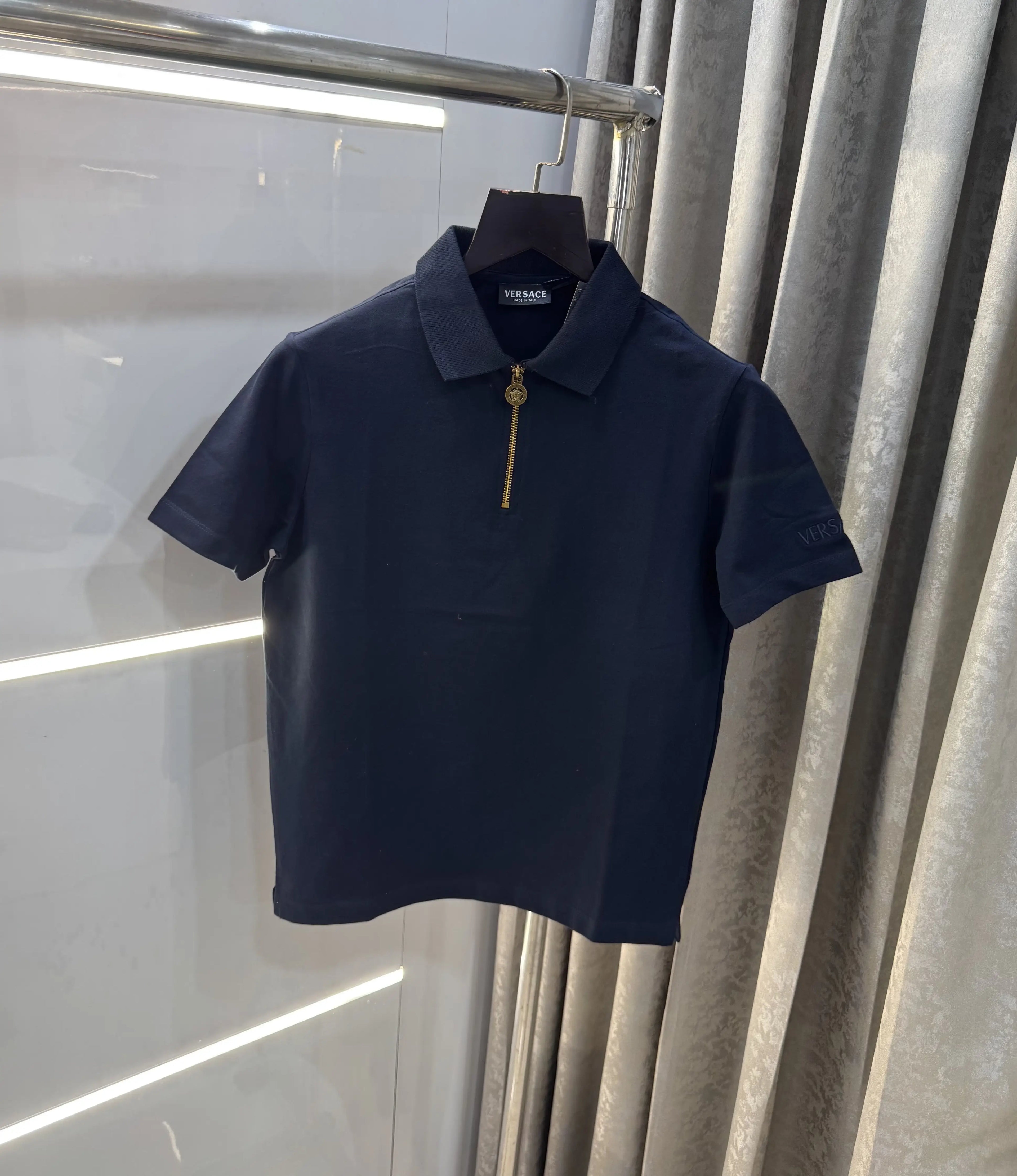 Versace Couture Navy Blue Zip Imported Polo T-Shirt