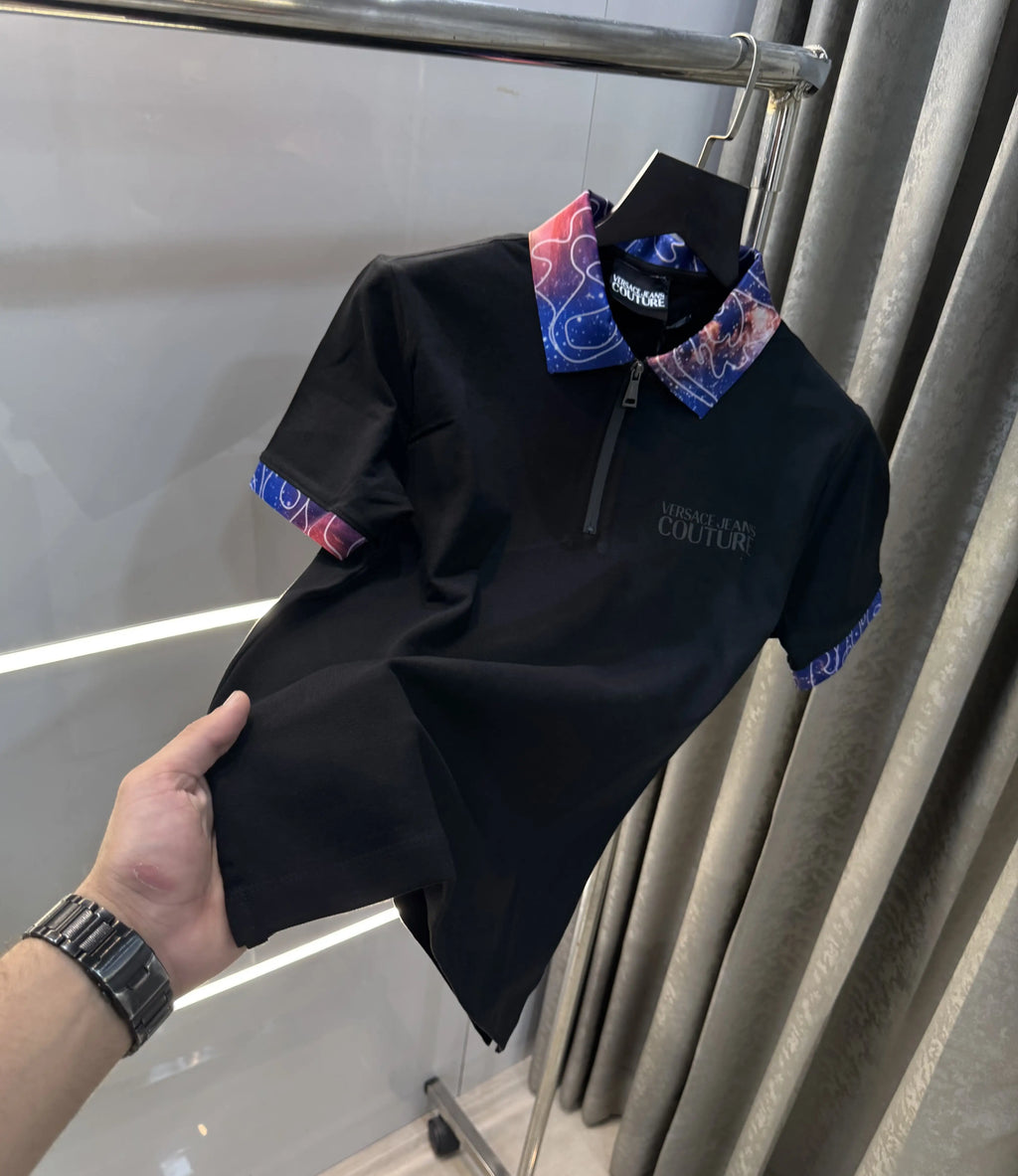 Versace Couture Black Collar look Imported Polo T-Shirt