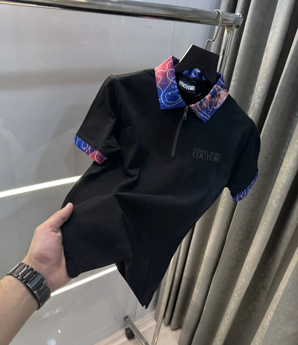 Versace Couture Black Collar look Imported Polo T-Shirt