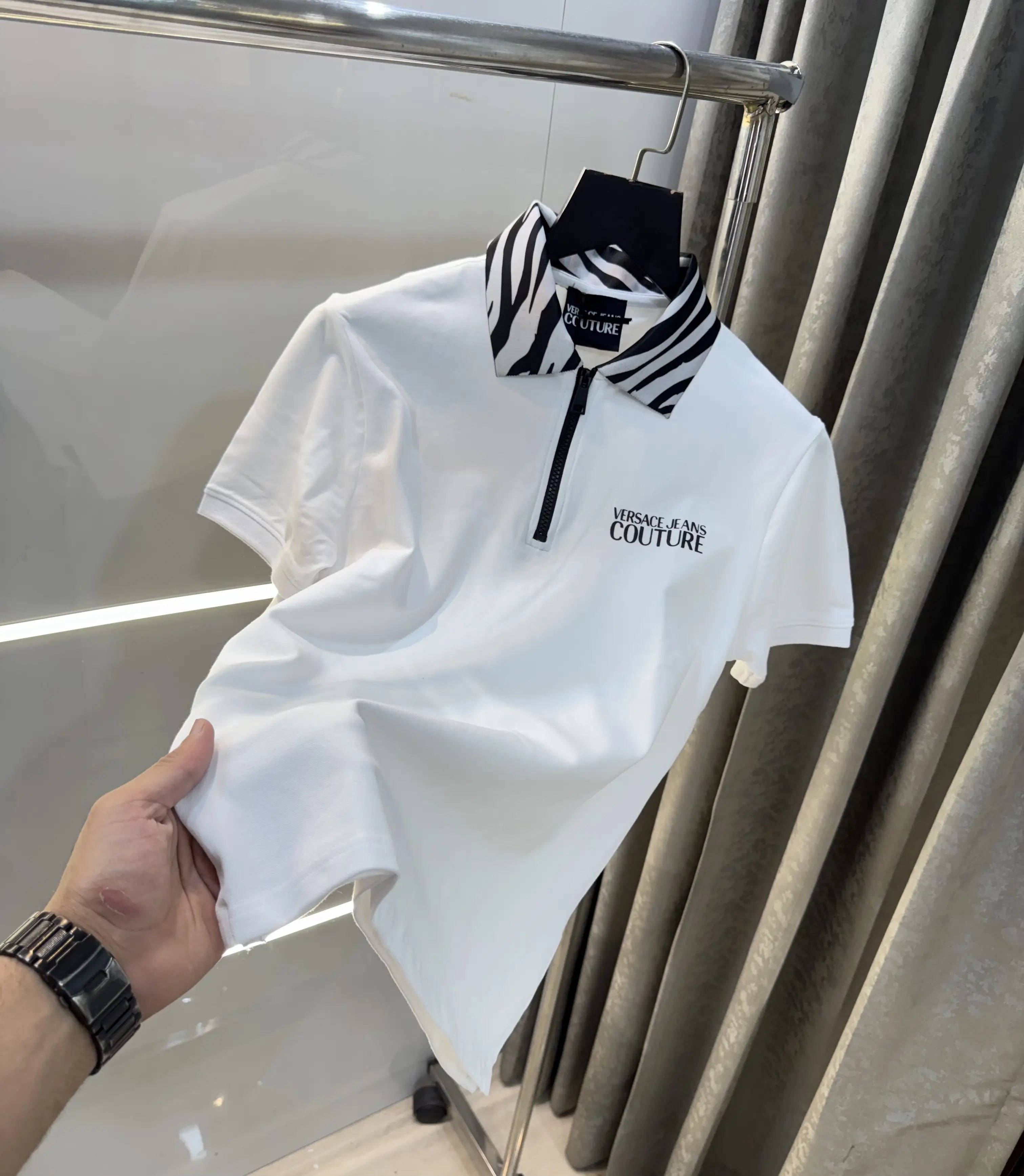 Versac3 Couture White Collar Look Imported Polo T-Shirt Secondary image