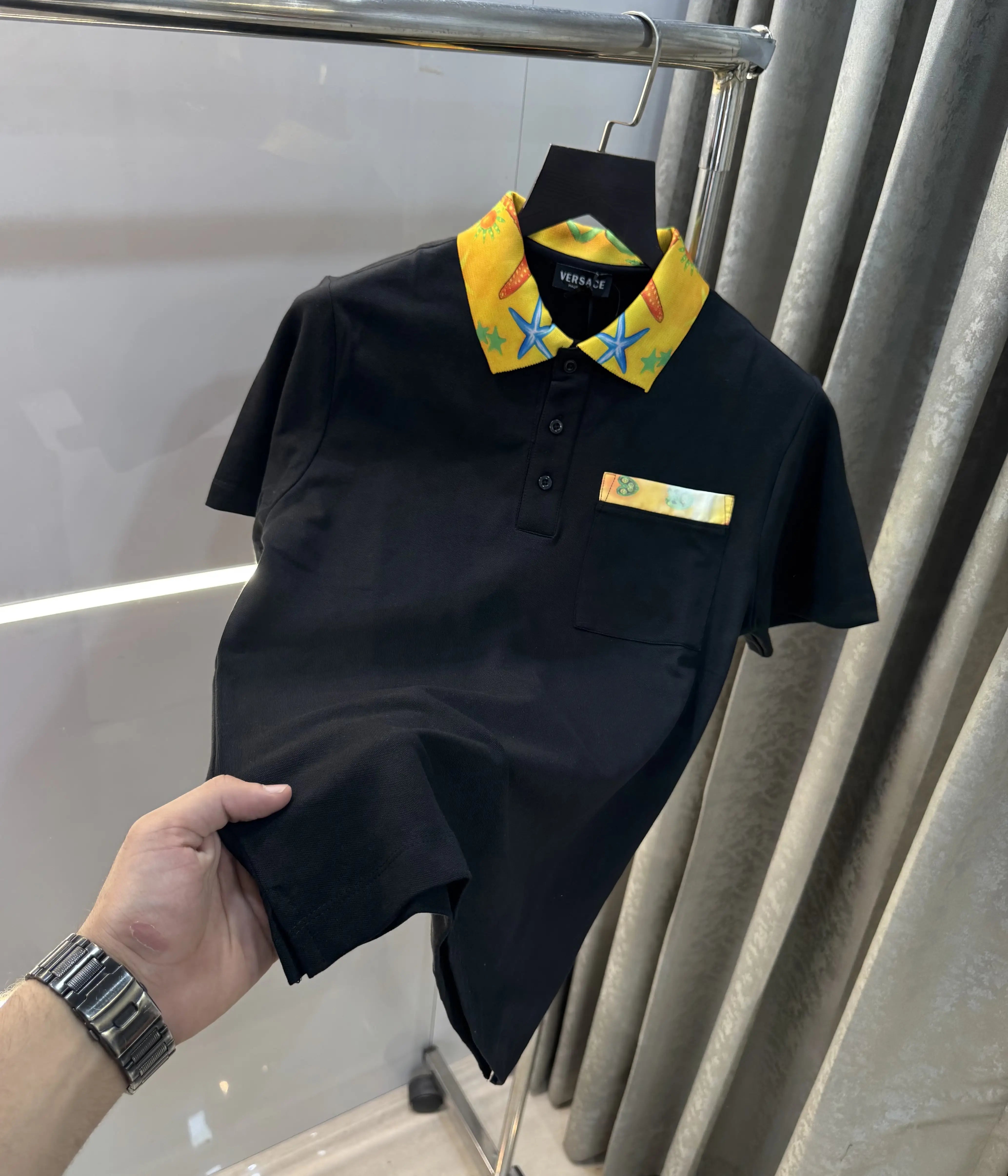 Versace Couture Black Collar look Imported Polo T-Shirt Secondary image
