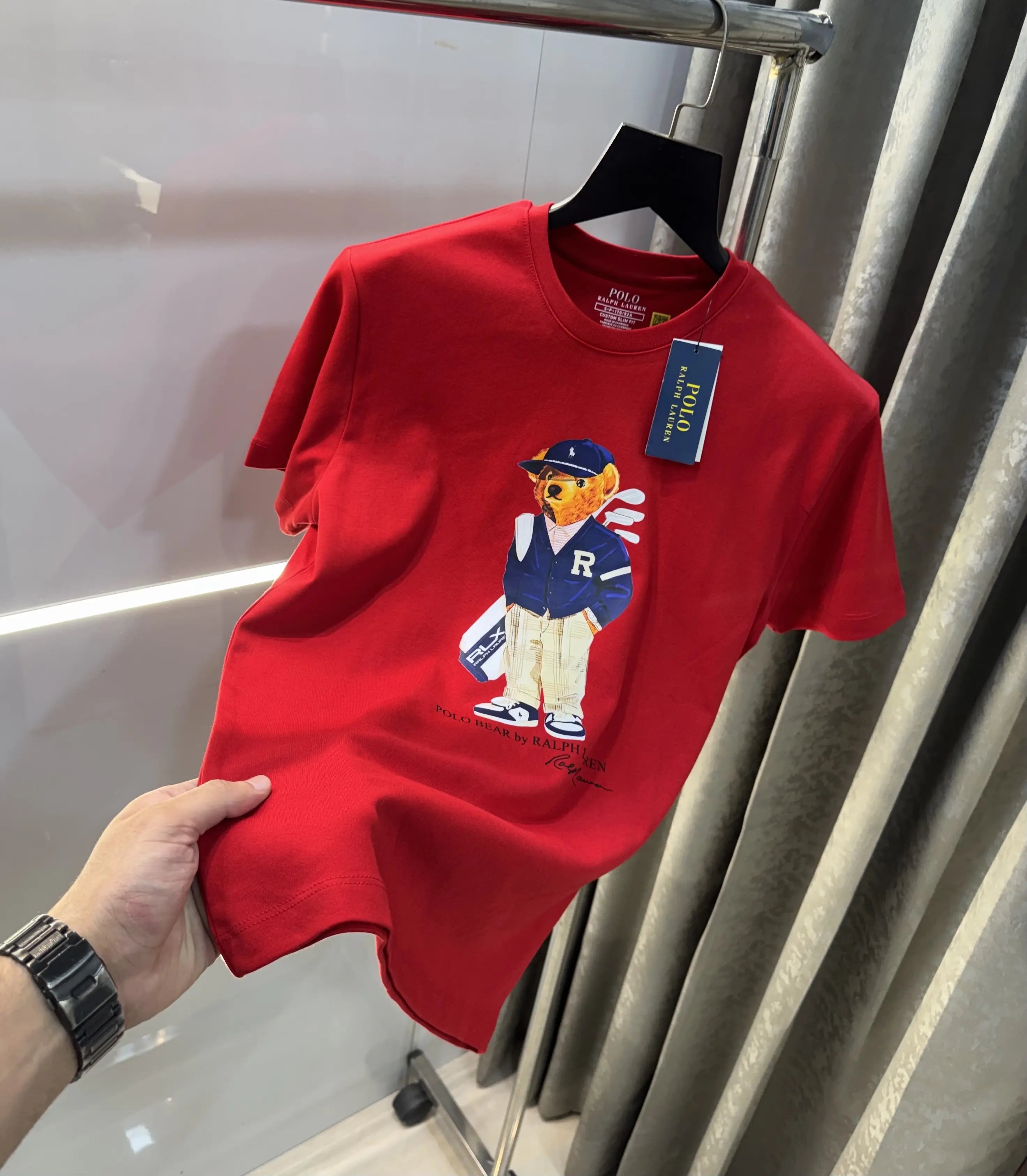 Ralph  Lauren Red Teddy Logo Premium T-Shirt