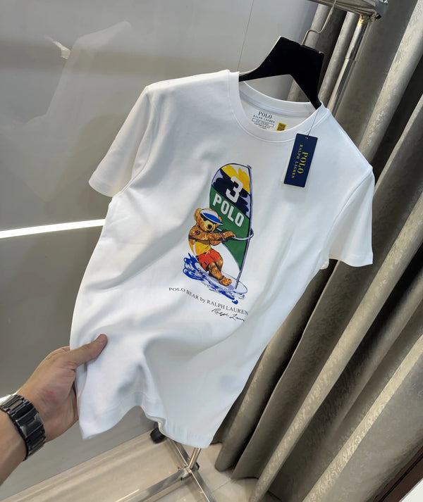 Ralph  Lauren White Teddy Logo Premium T-Shirt