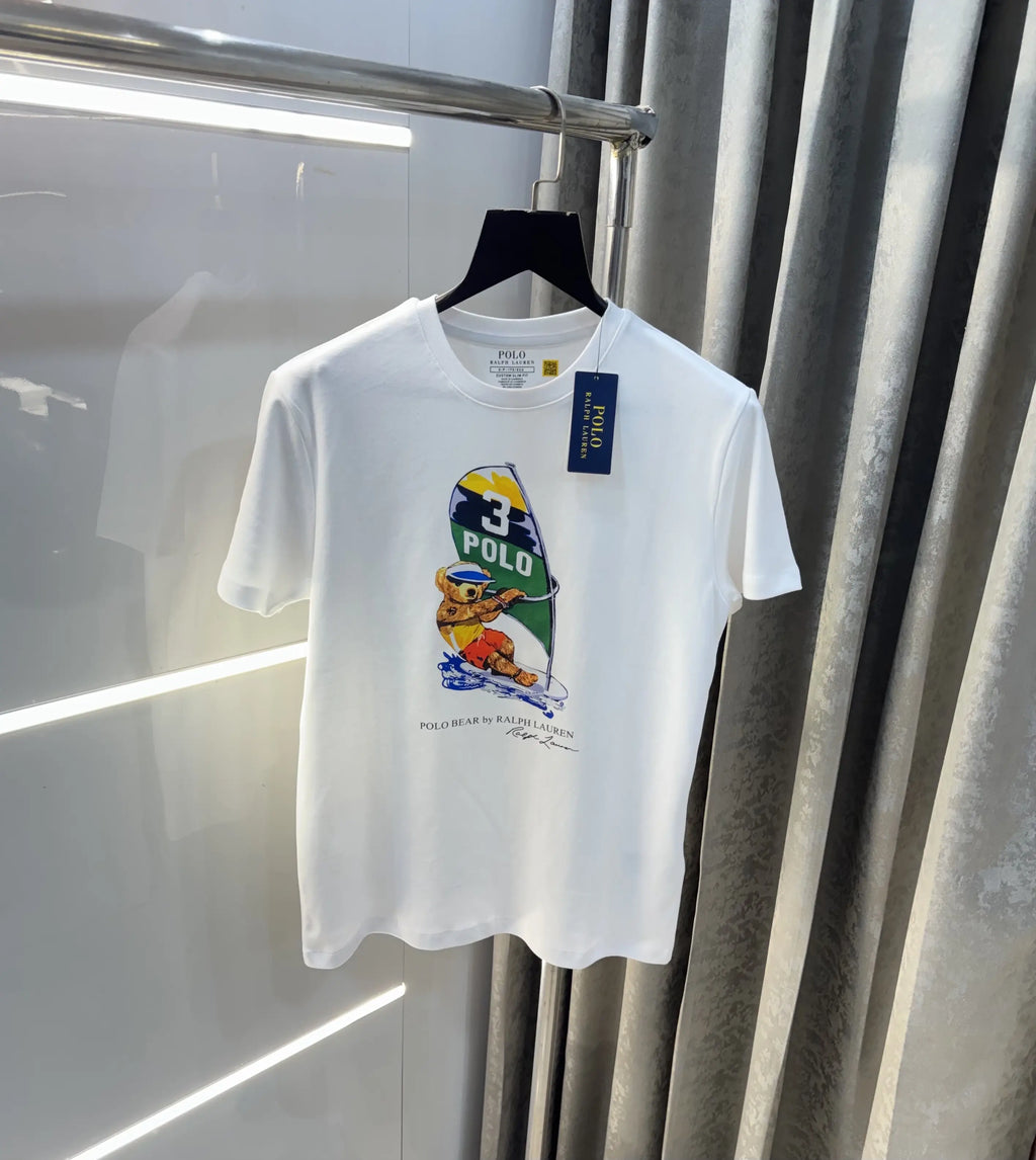 Ralph  Lauren White Teddy Logo Premium T-Shirt