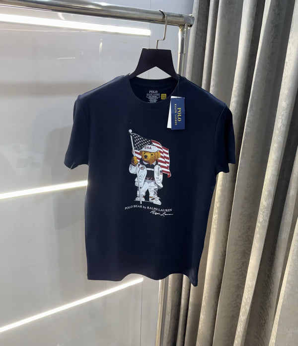 Ralph  Lauren Navy Blue Teddy Logo Premium T-Shirt