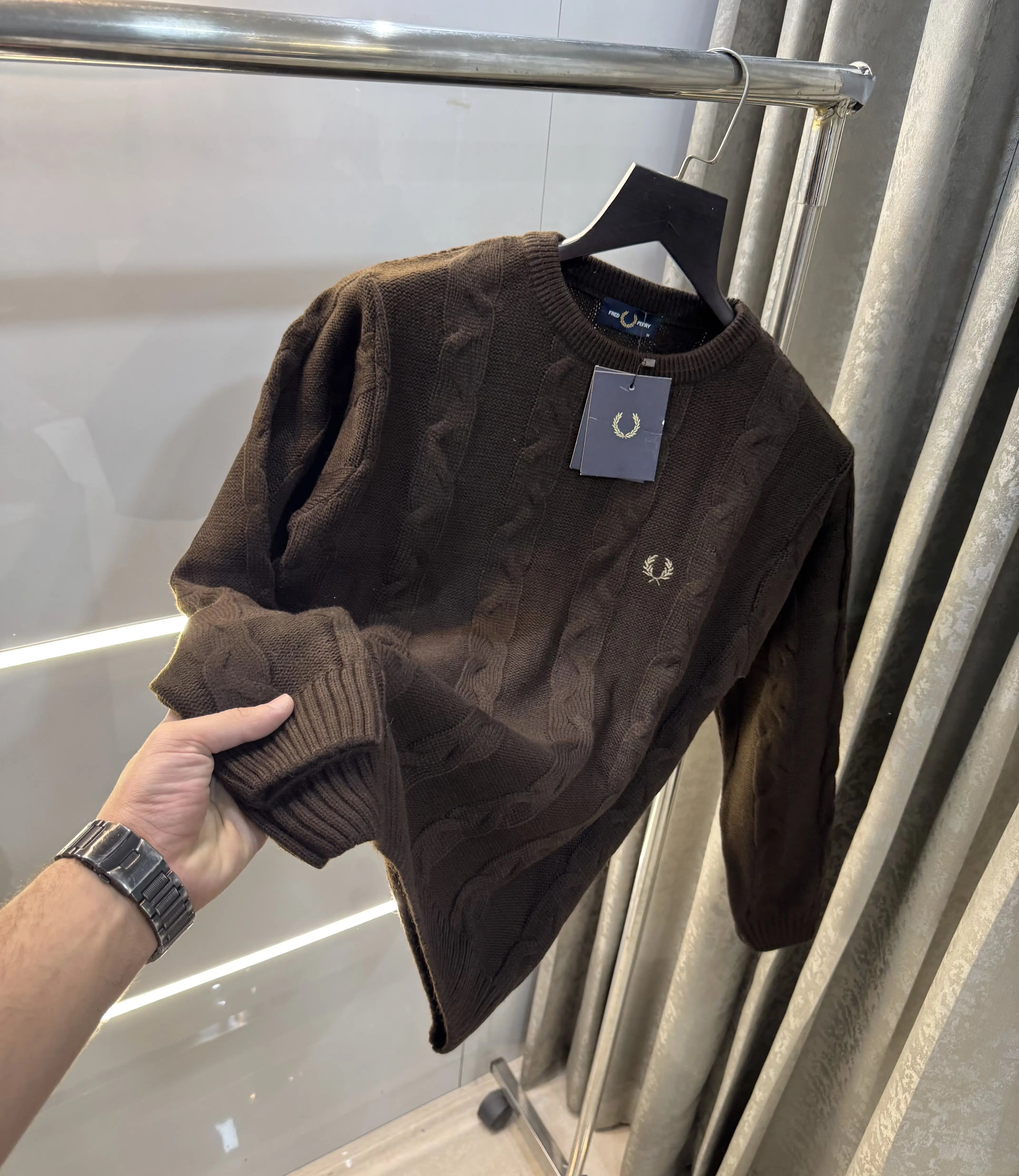 Fredperry Dark Brown Embroidery Logo Imported Pull Over Secondary image
