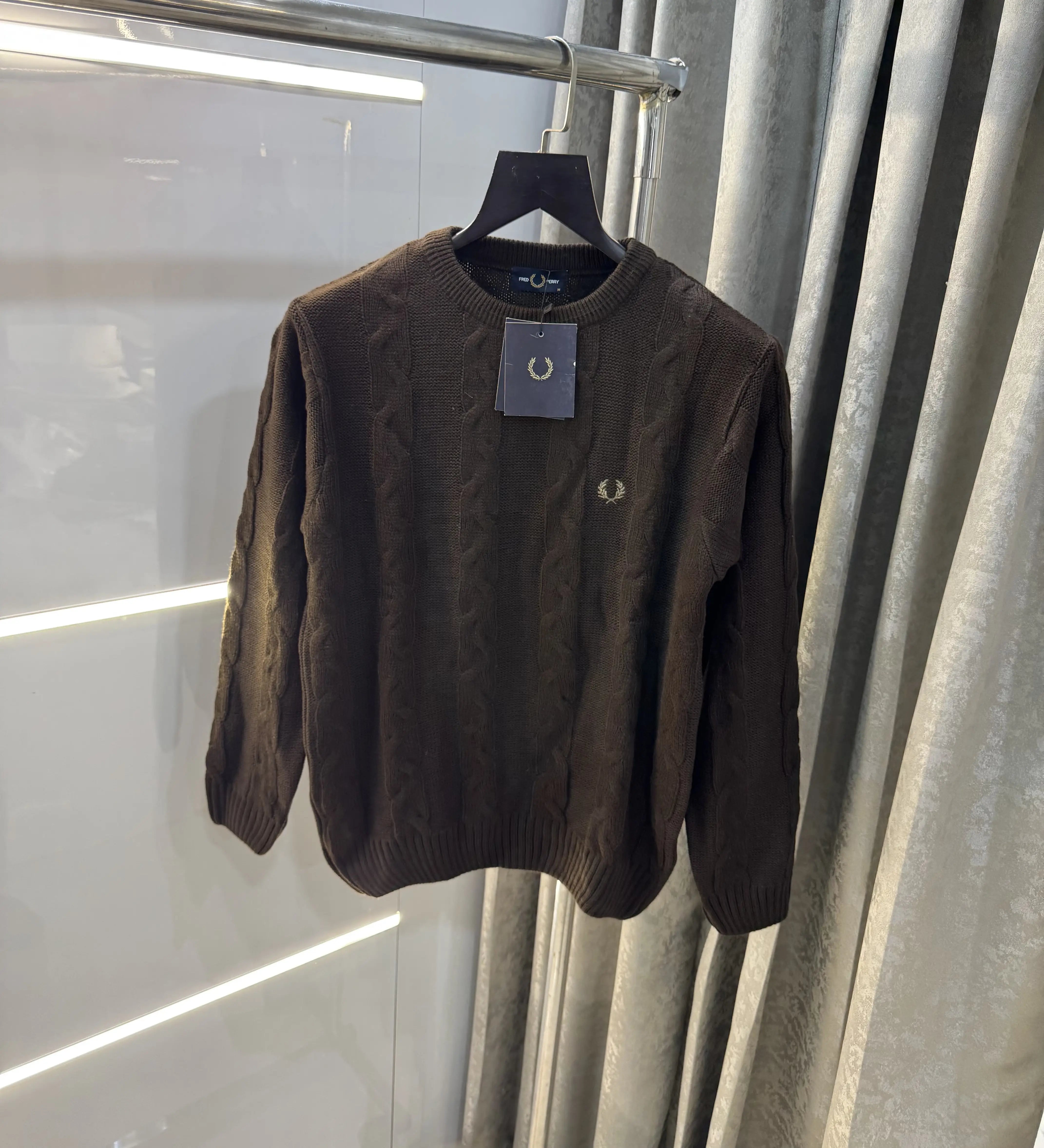 Fredperry Dark Brown Embroidery Logo Imported Pull Over Main image