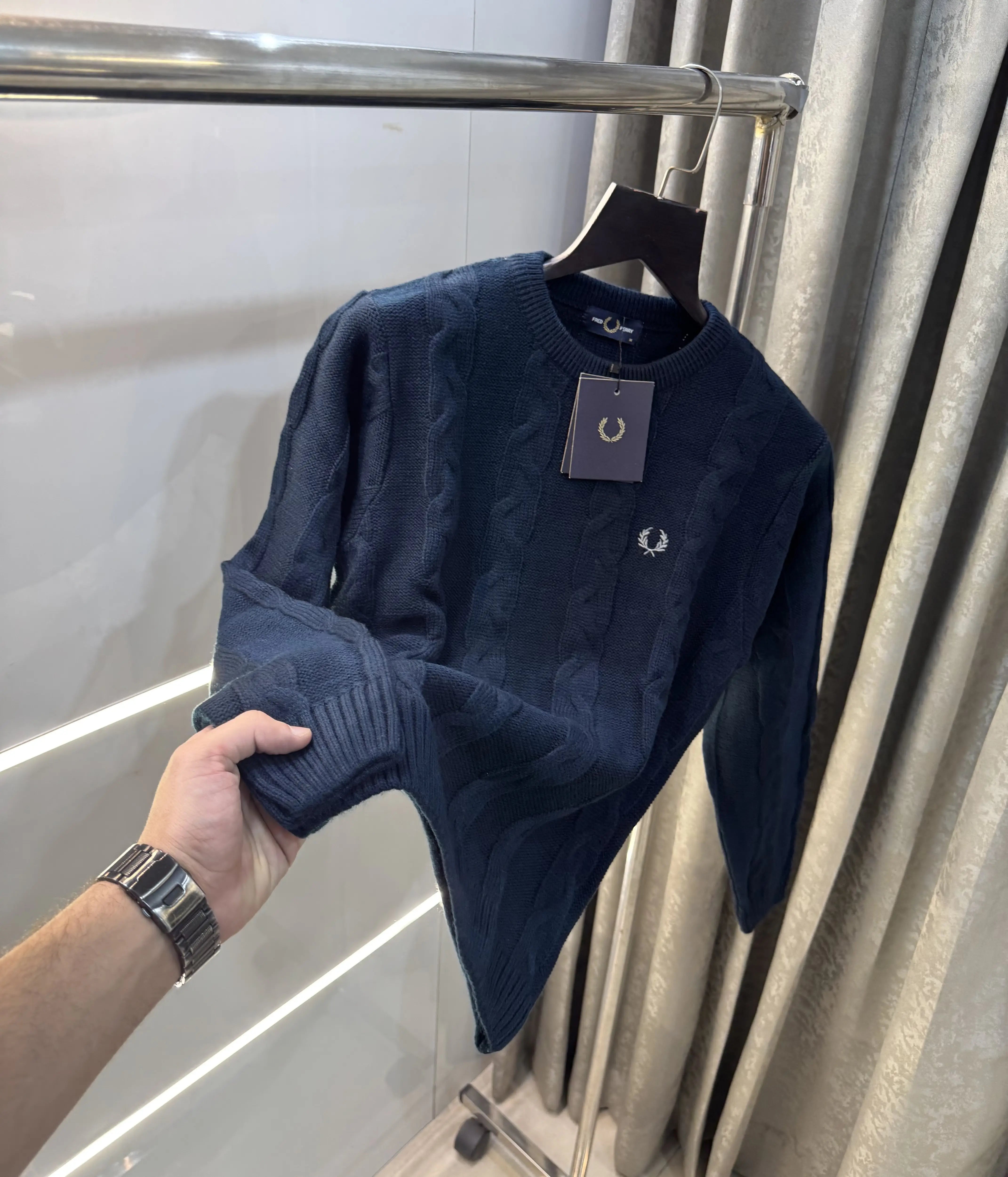 Fredperry Navy Blue Embroidery Logo Imported Pull Over Main image