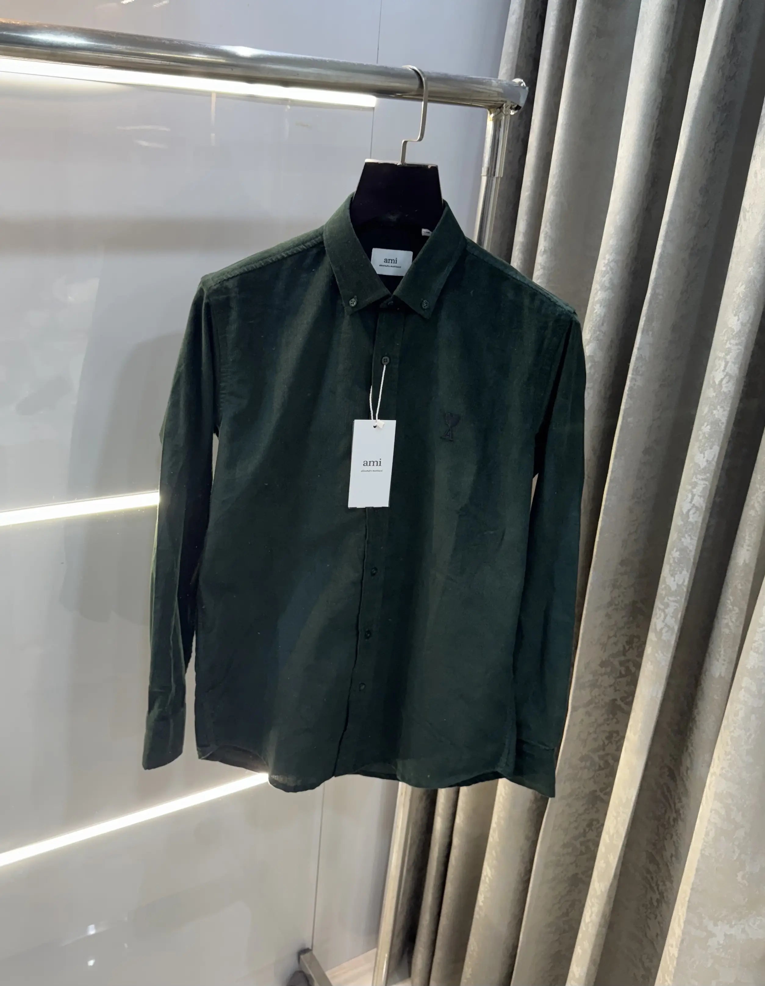 Ami Paris Bottle Green Embroidry Logo Premium Shirt