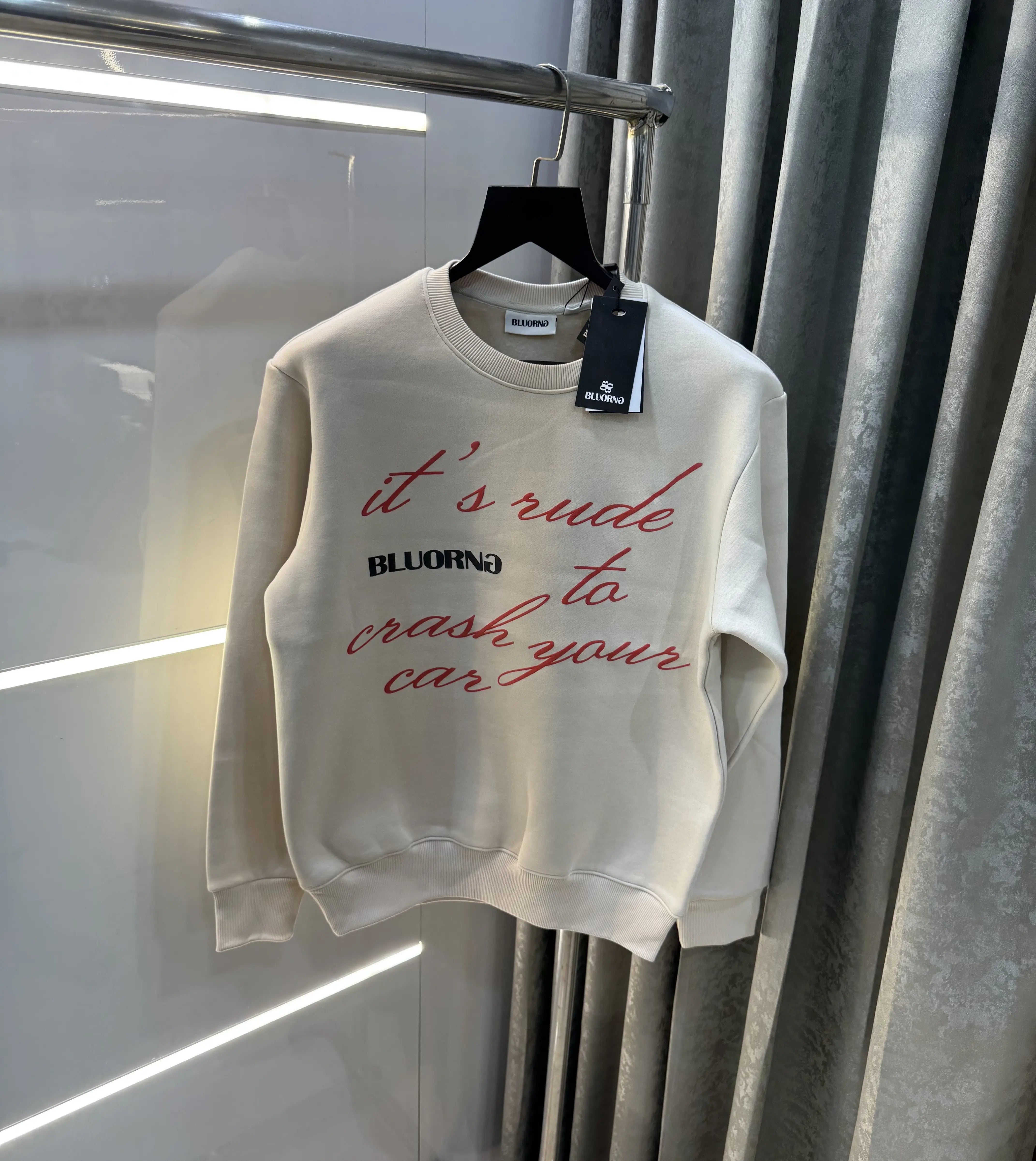 Bluorang Cream Logo Back Print Premium Sweatshirt Secondary image