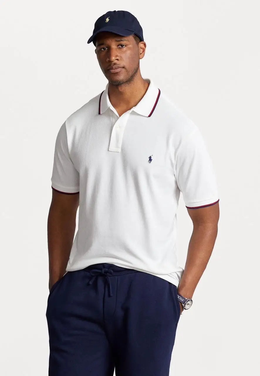 Ralph  Lauren White Embroidery Logo Premium Polo T-Shirt