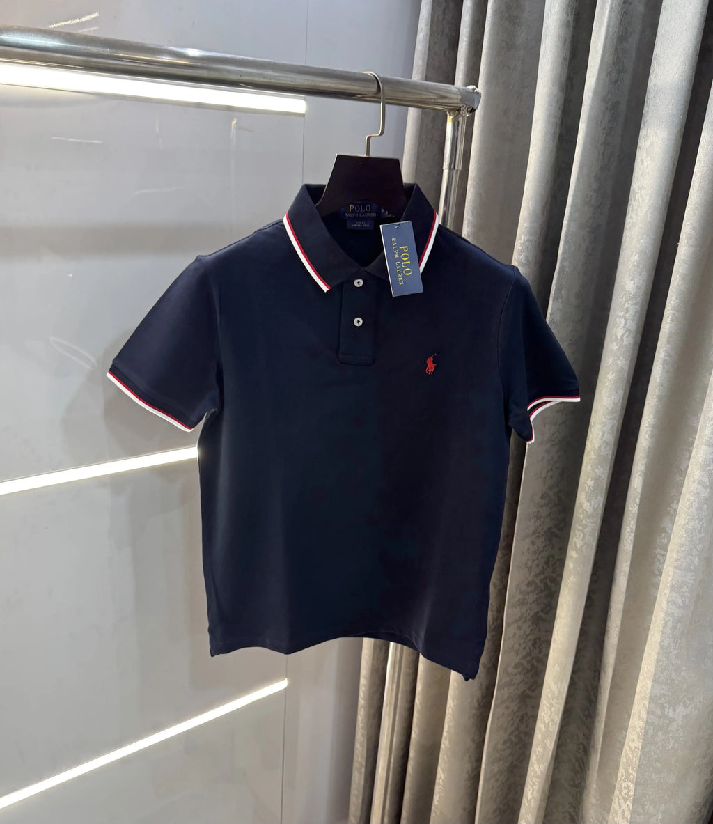 Ralph  Lauren Navy Blue Embroidery Logo Premium Polo T-Shirt