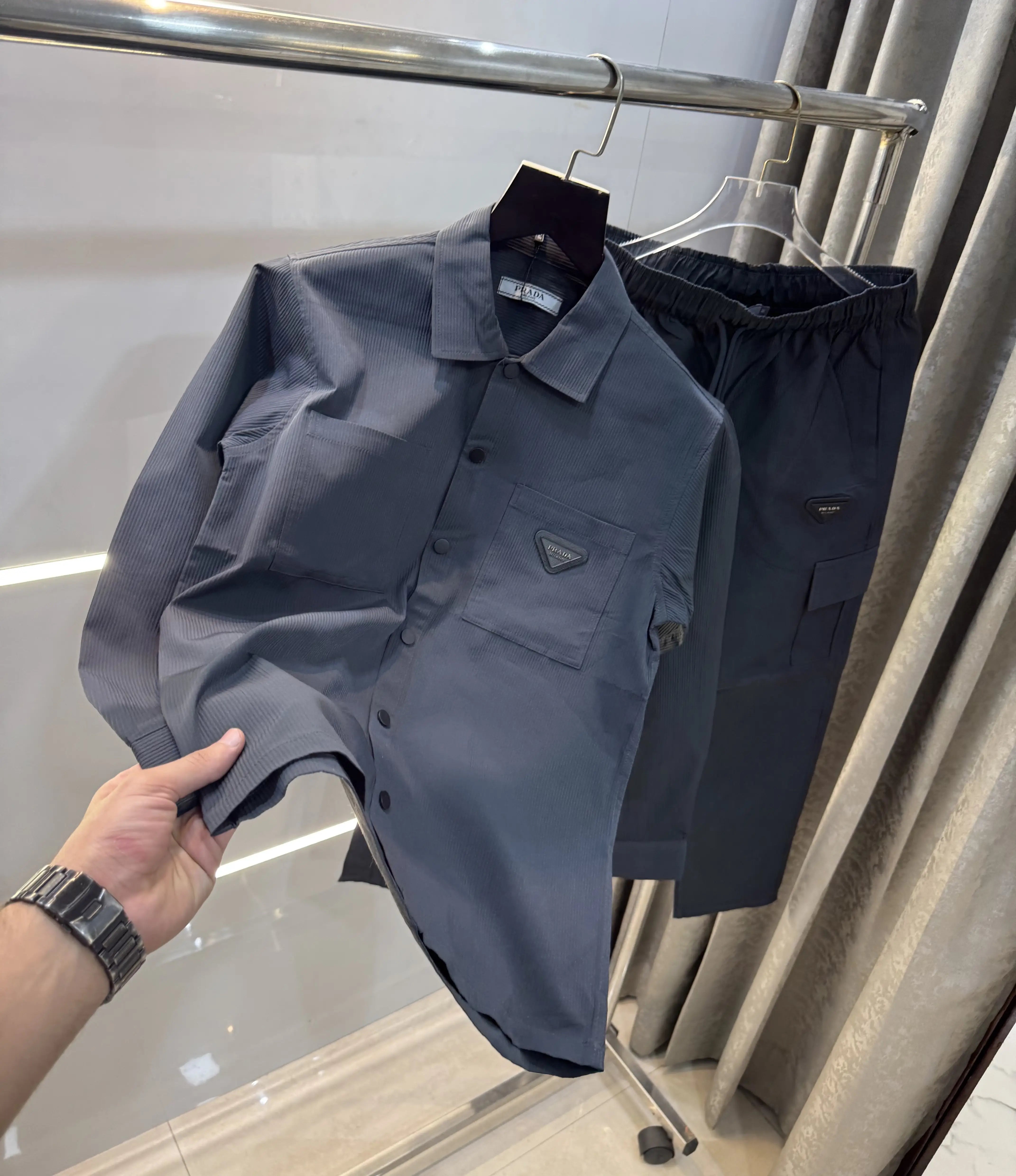 Prad a Milano Dark Grey Metal Logo Premium Tracksuit Main image