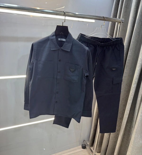 Prad a Milano Dark Grey Metal Logo Premium Tracksuit