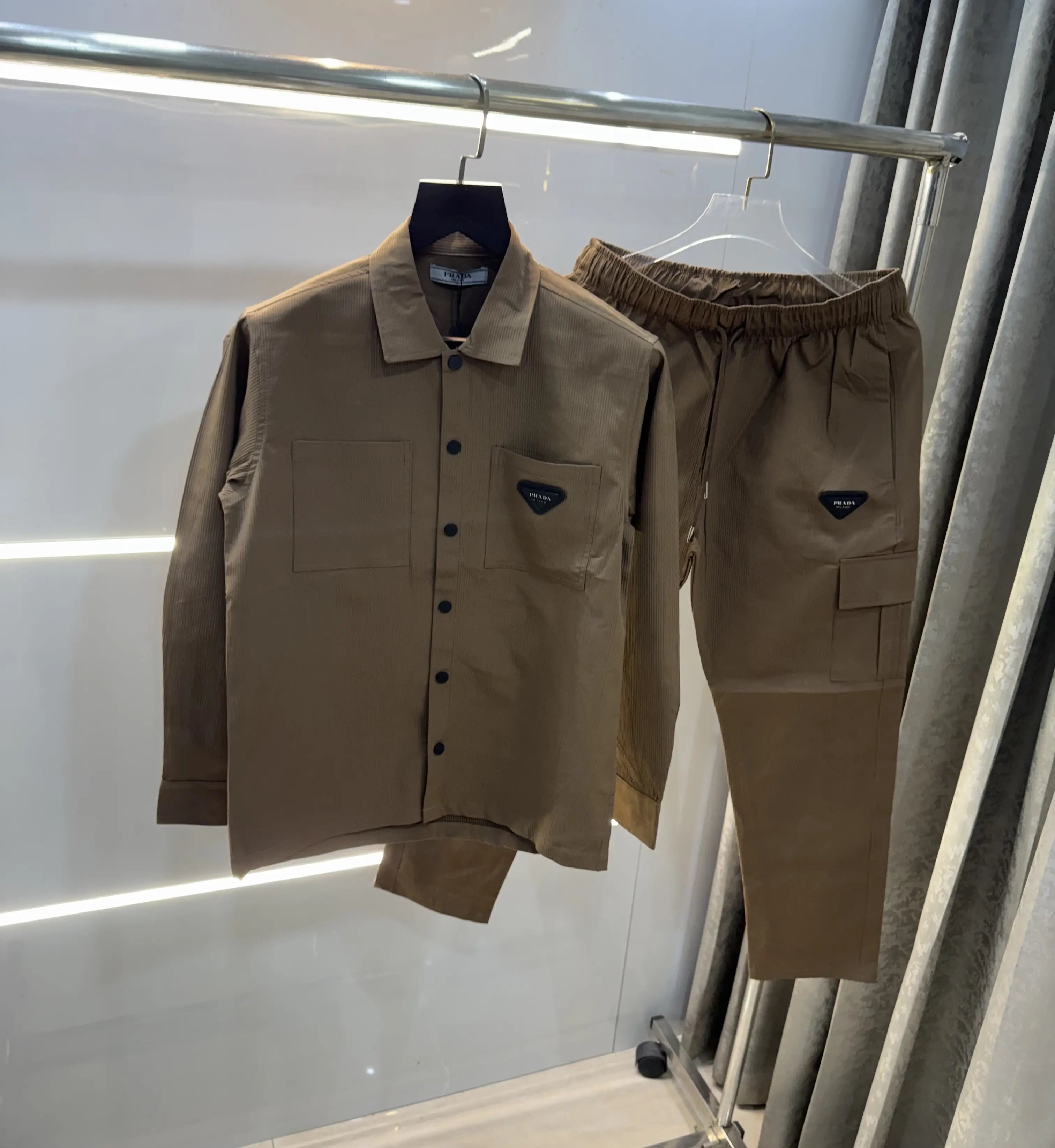Prad a Milano Brown Metal Logo Premium Tracksuit
