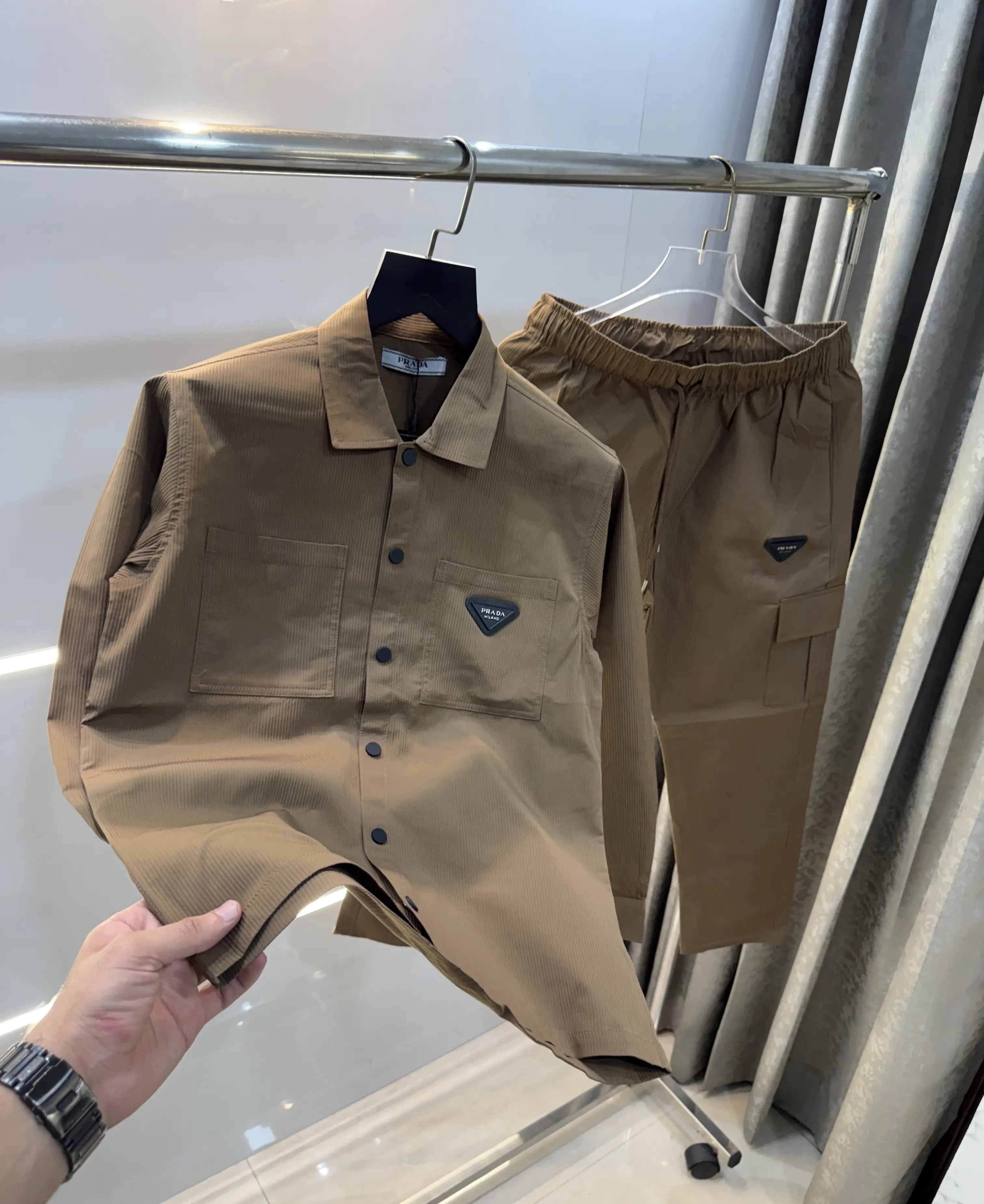 Prad a Milano Brown Metal Logo Premium Tracksuit Secondary image