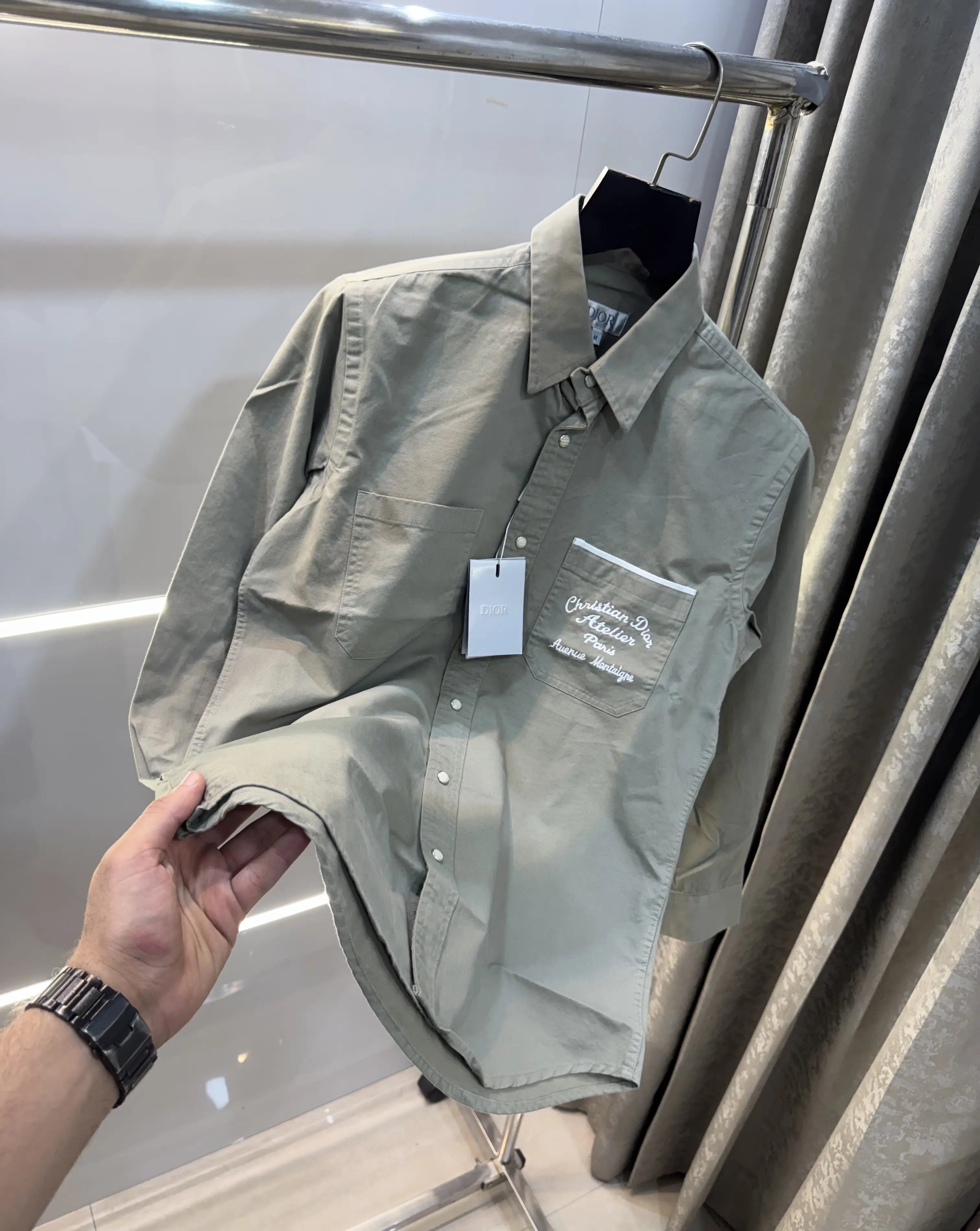 Christian Dior teal Green Embroidery Logo Premium Shirt