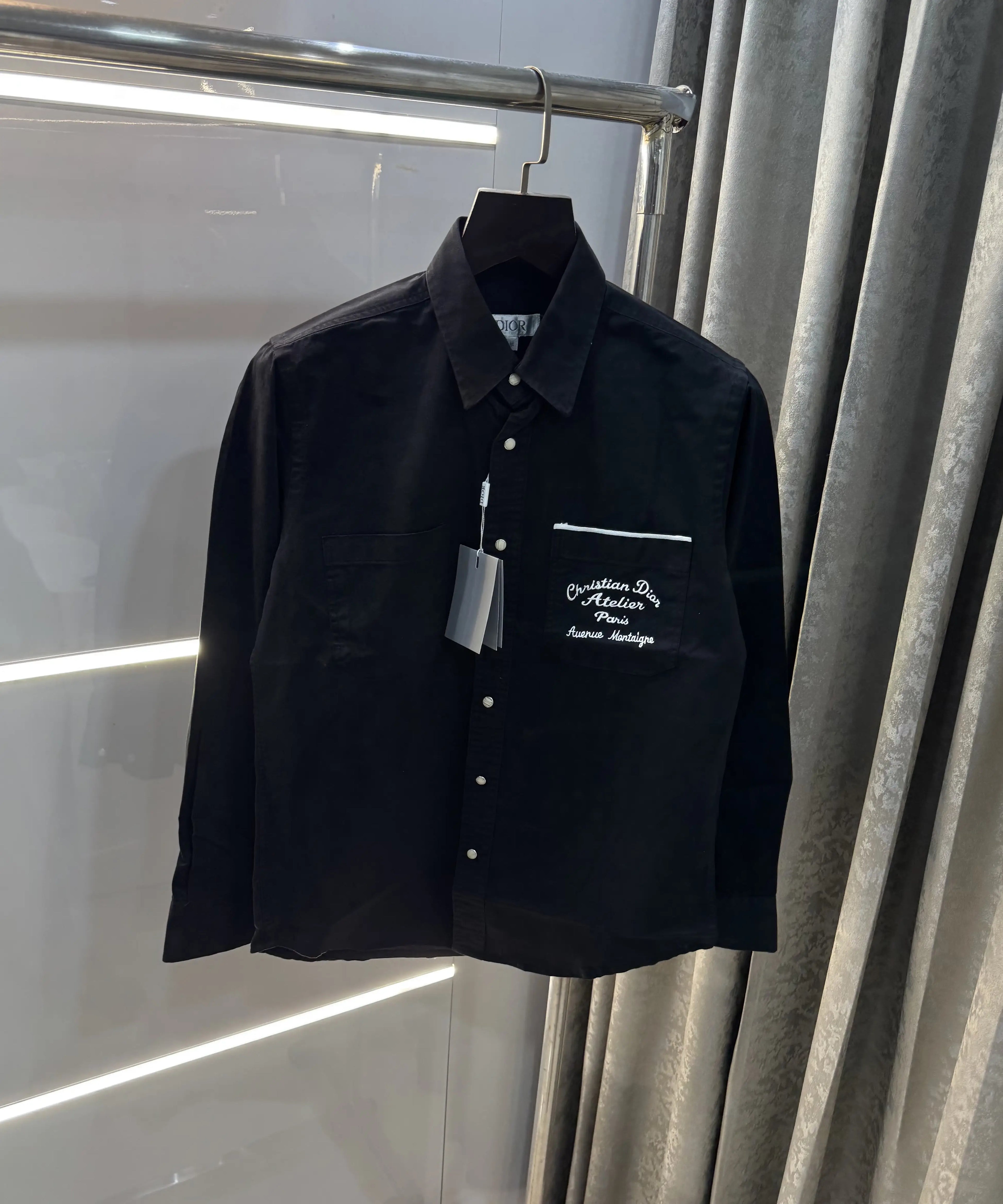 Christian Dior Black Embroidery Logo Premium Shirt