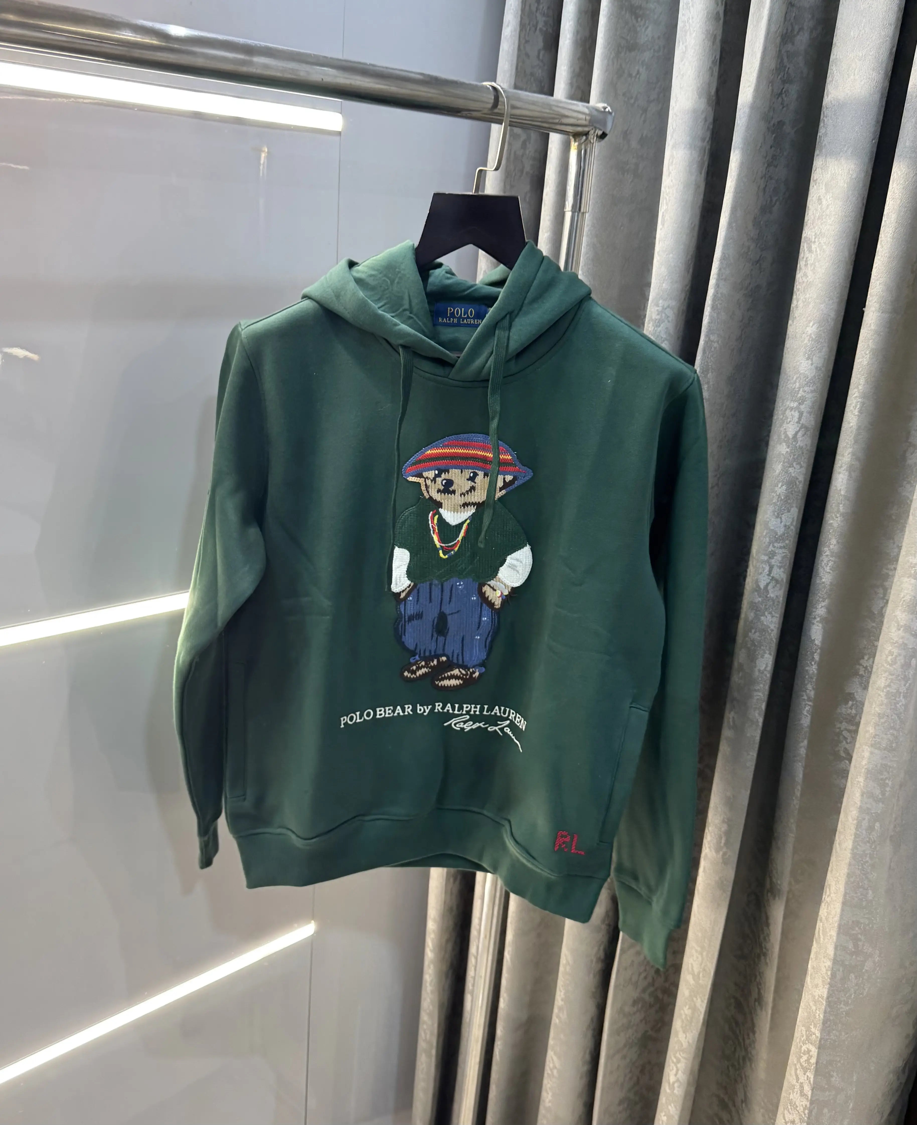 Ralph  Lauren Bottle Green Teddy Edition Embroidery Logo Imported Hoodie Secondary image