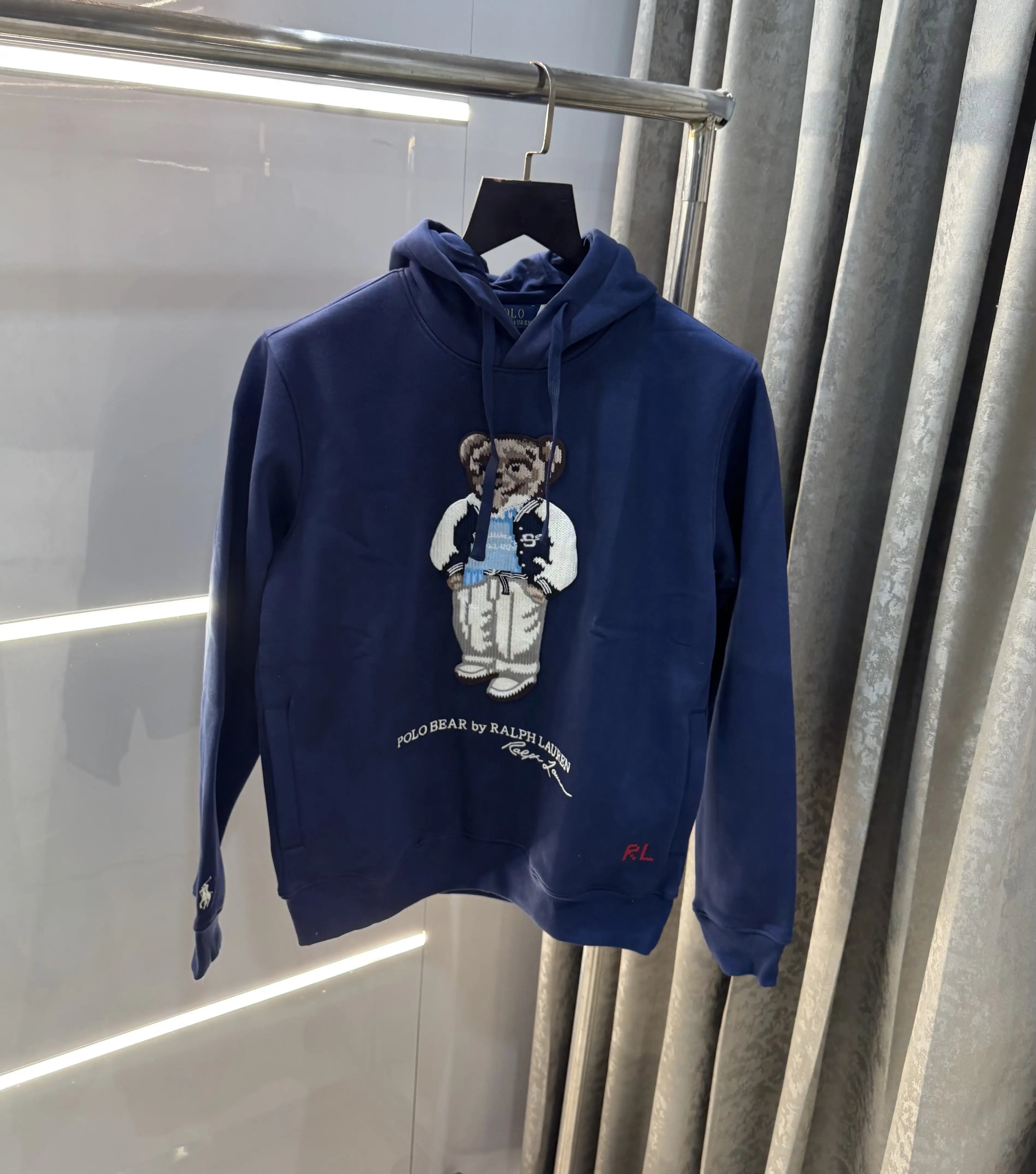 Ralph  Lauren Navy Blue Teddy Edition Embroidery Logo Imported Hoodie Secondary image