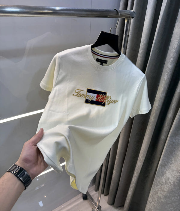 Tommy Hilfiger Cream Logo Work Premium T-Shirt