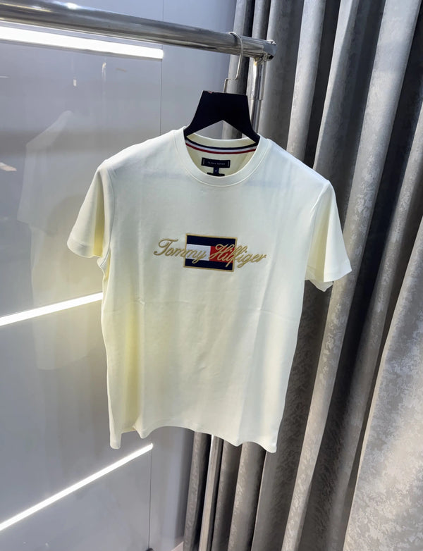 Tommy Hilfiger Cream Logo Work Premium T-Shirt