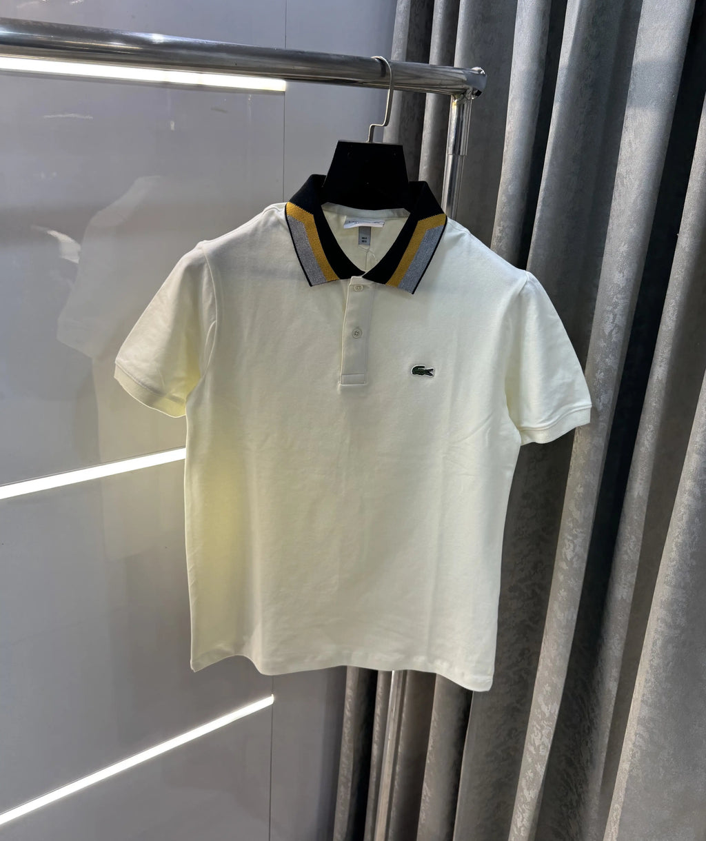 Lacost e Cream Embroidery Logo Premium Polo T-Shirt