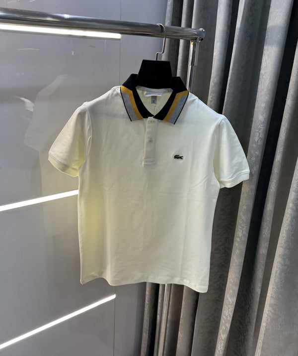 Lacost e Cream Embroidery Logo Premium Polo T-Shirt