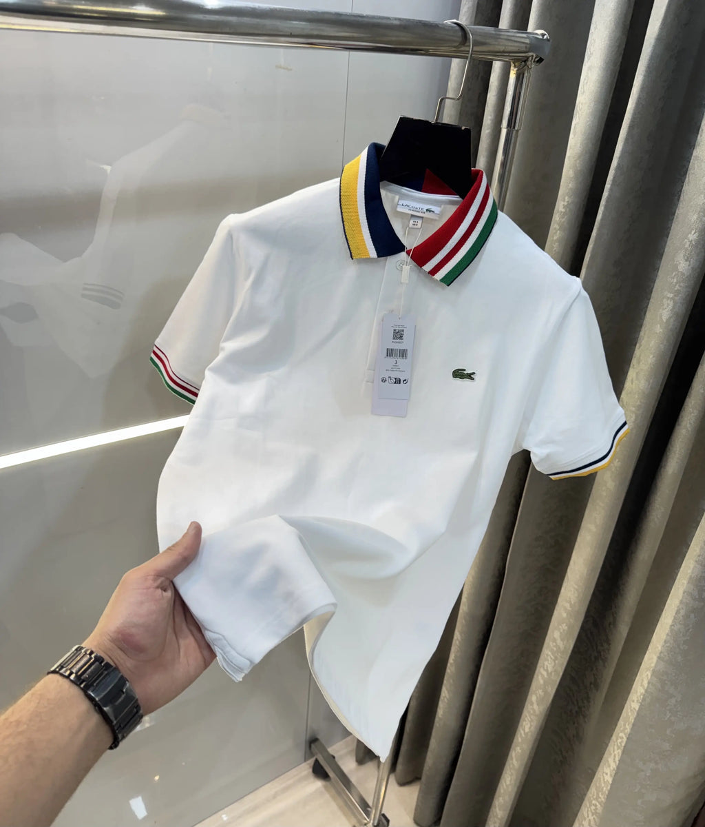 Lacost e White Embroidery Logo Premium Polo T-Shirt