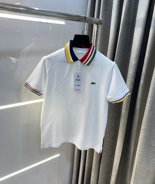 Lacost e White Embroidery Logo Premium Polo T-Shirt