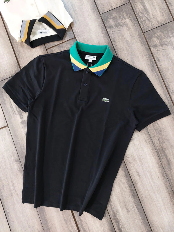 Lacost e Black Embroidery Logo Premium Polo T-Shirt
