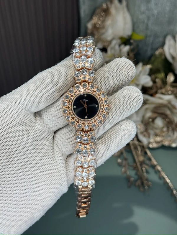 Dio r Copper Black Diamond Premium Ladies Watch