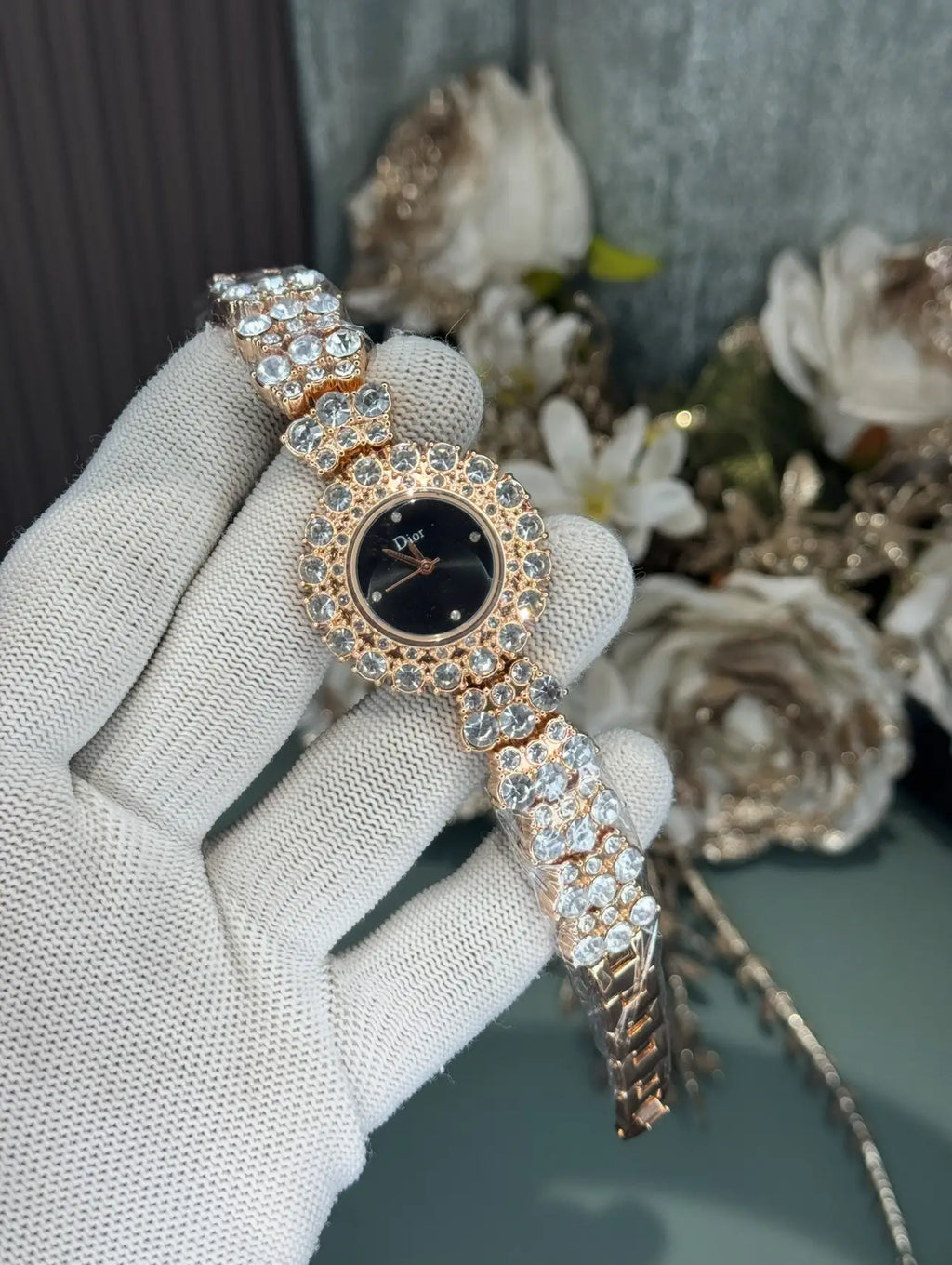 Dio r Copper Black Diamond Premium Ladies Watch