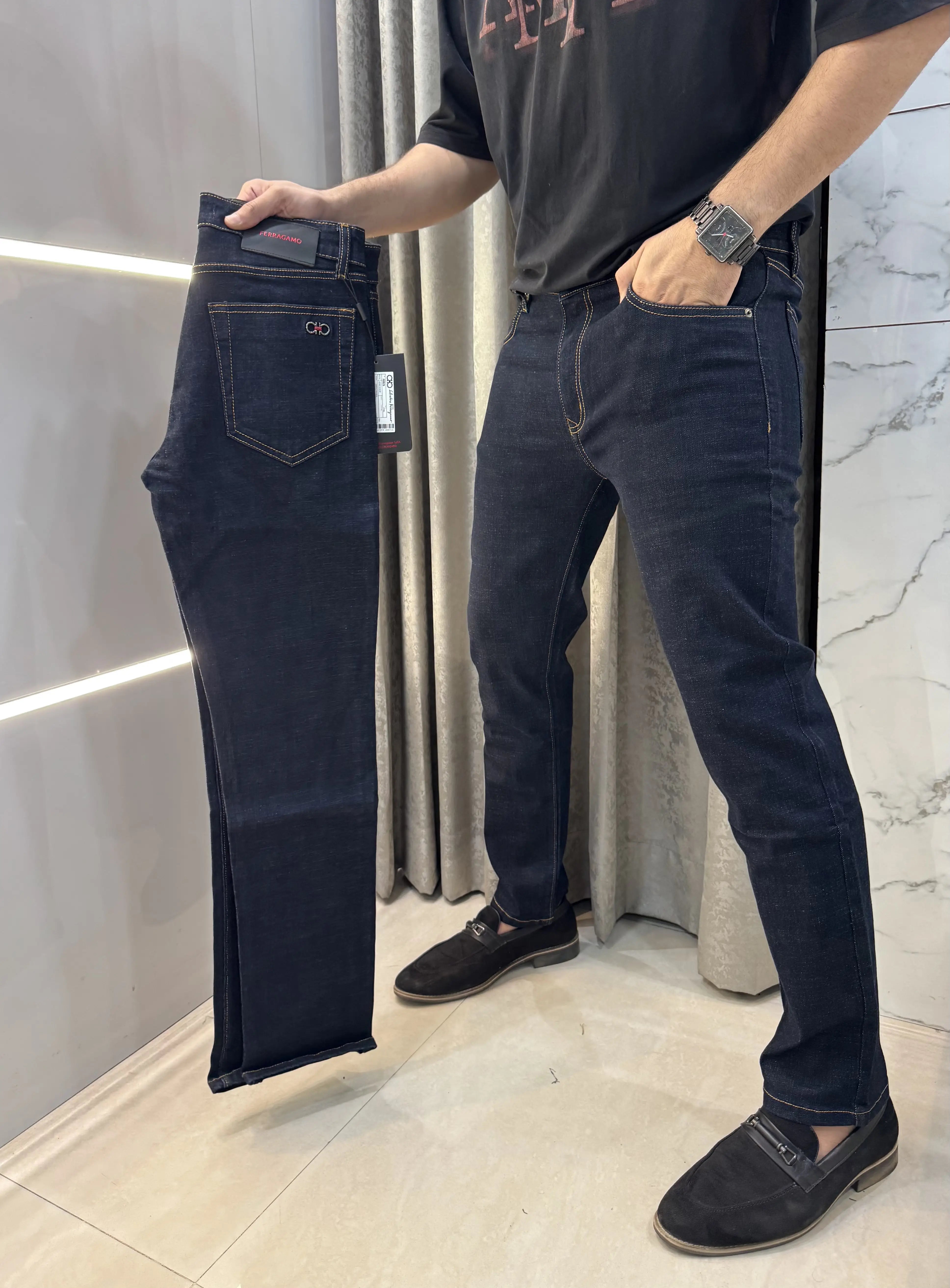 Ferragamo Dark Blue Imported Classic Denim Secondary image