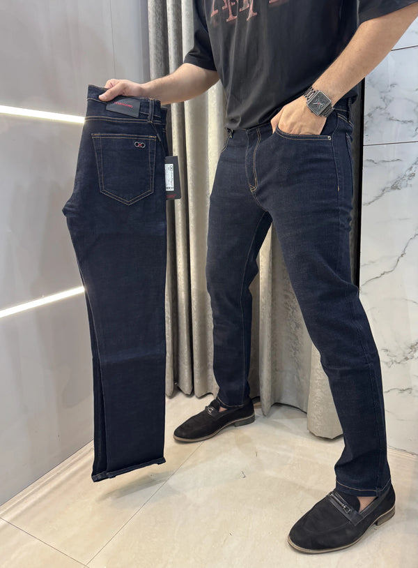 Ferragamo Dark Blue Imported Classic Denim