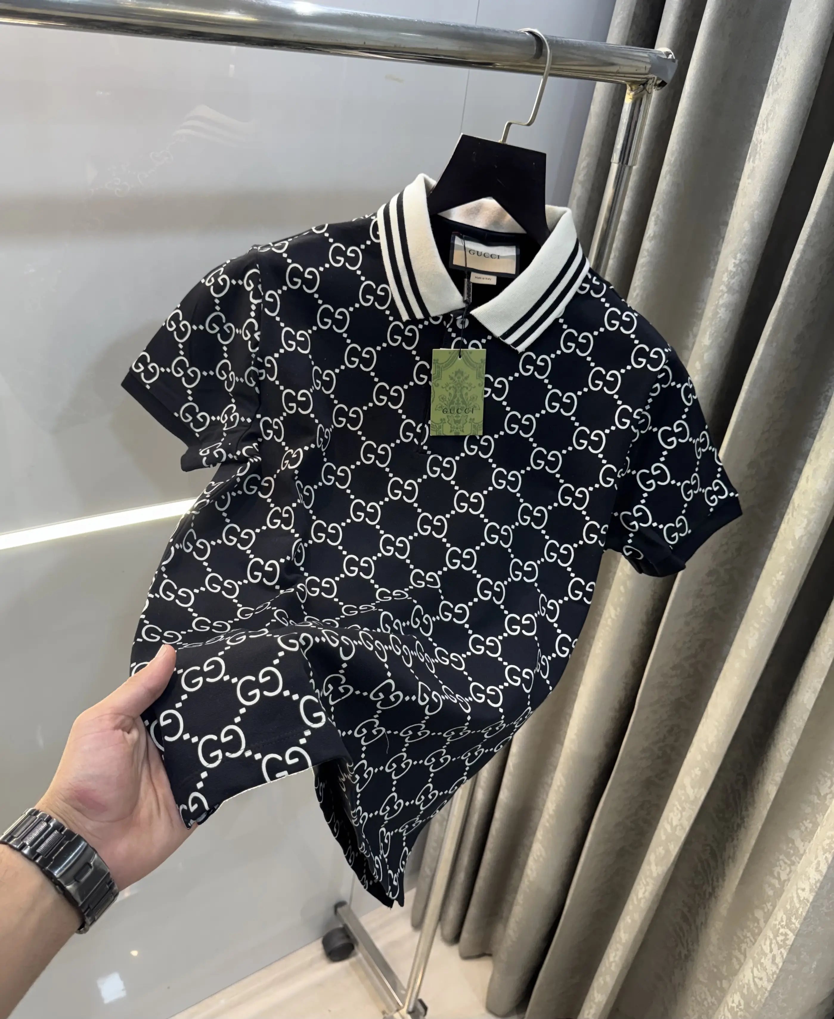 Gucc i Black Monogram Premium Polo T-Shirt Main image