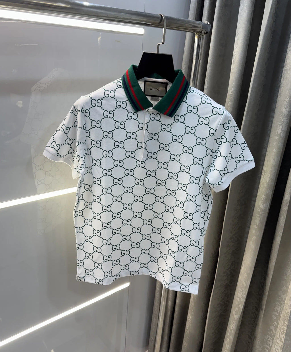 Gucc i White Monogram Premium Polo T-Shirt