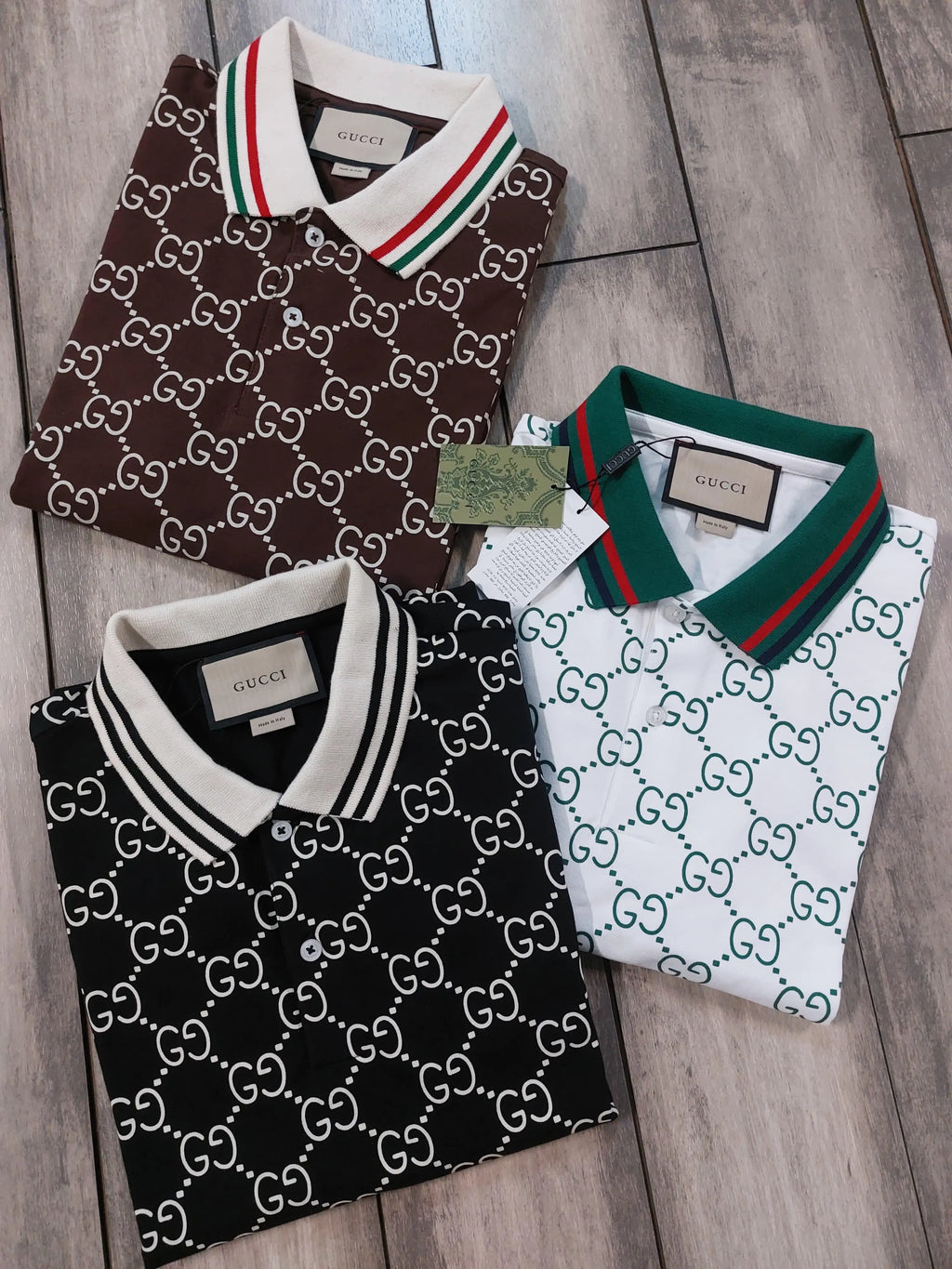 Gucc i White Monogram Premium Polo T-Shirt