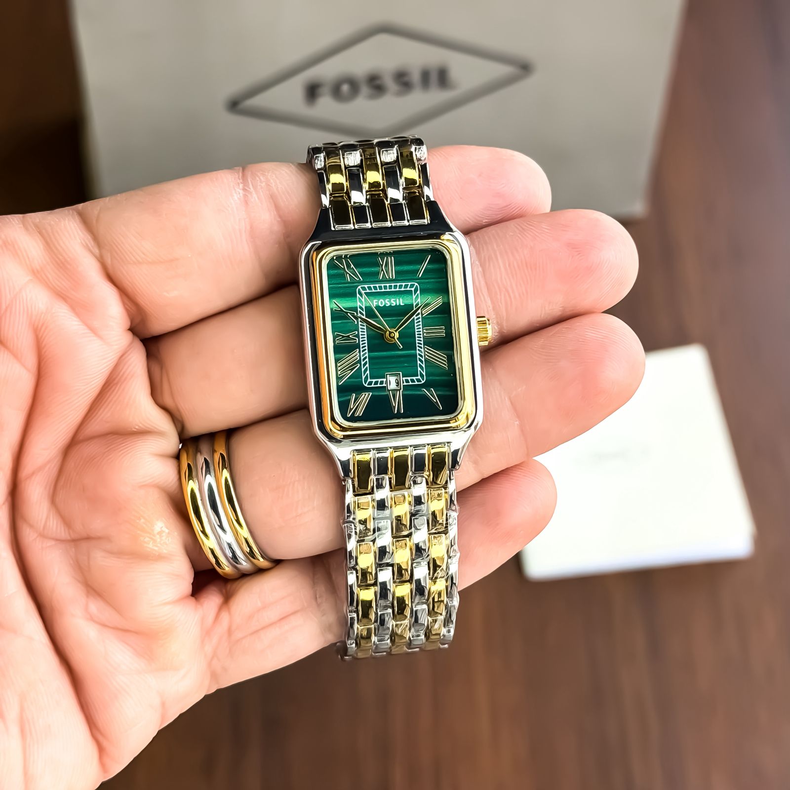 FOSSIL_LADIES_GOLD_TT_GREEN