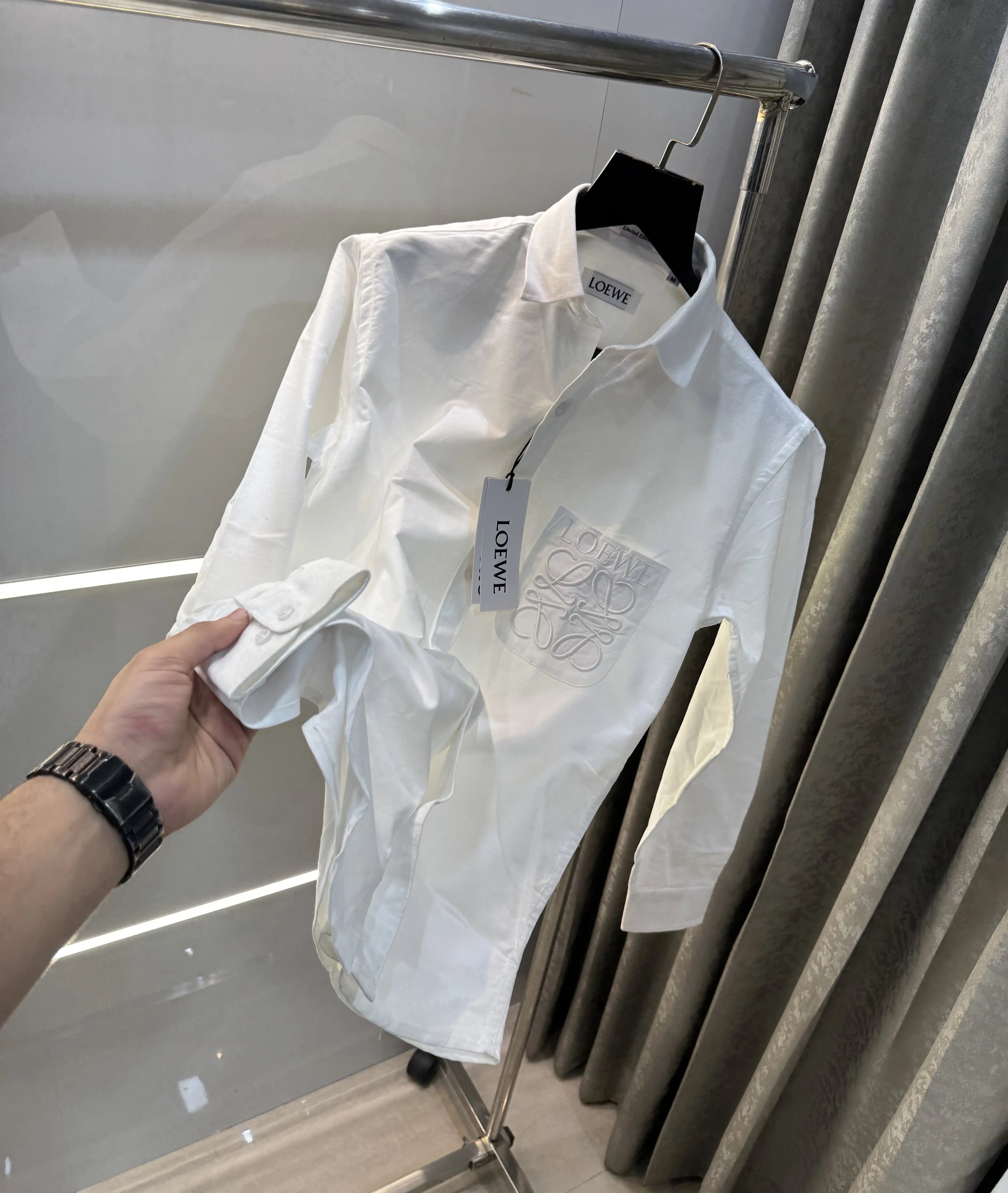 loewe White Embroidry Logo Premium Shirt