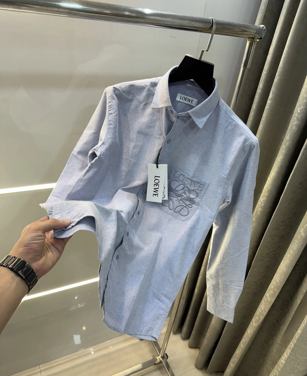 loewe Sky Blue Embroidry Logo Premium Shirt