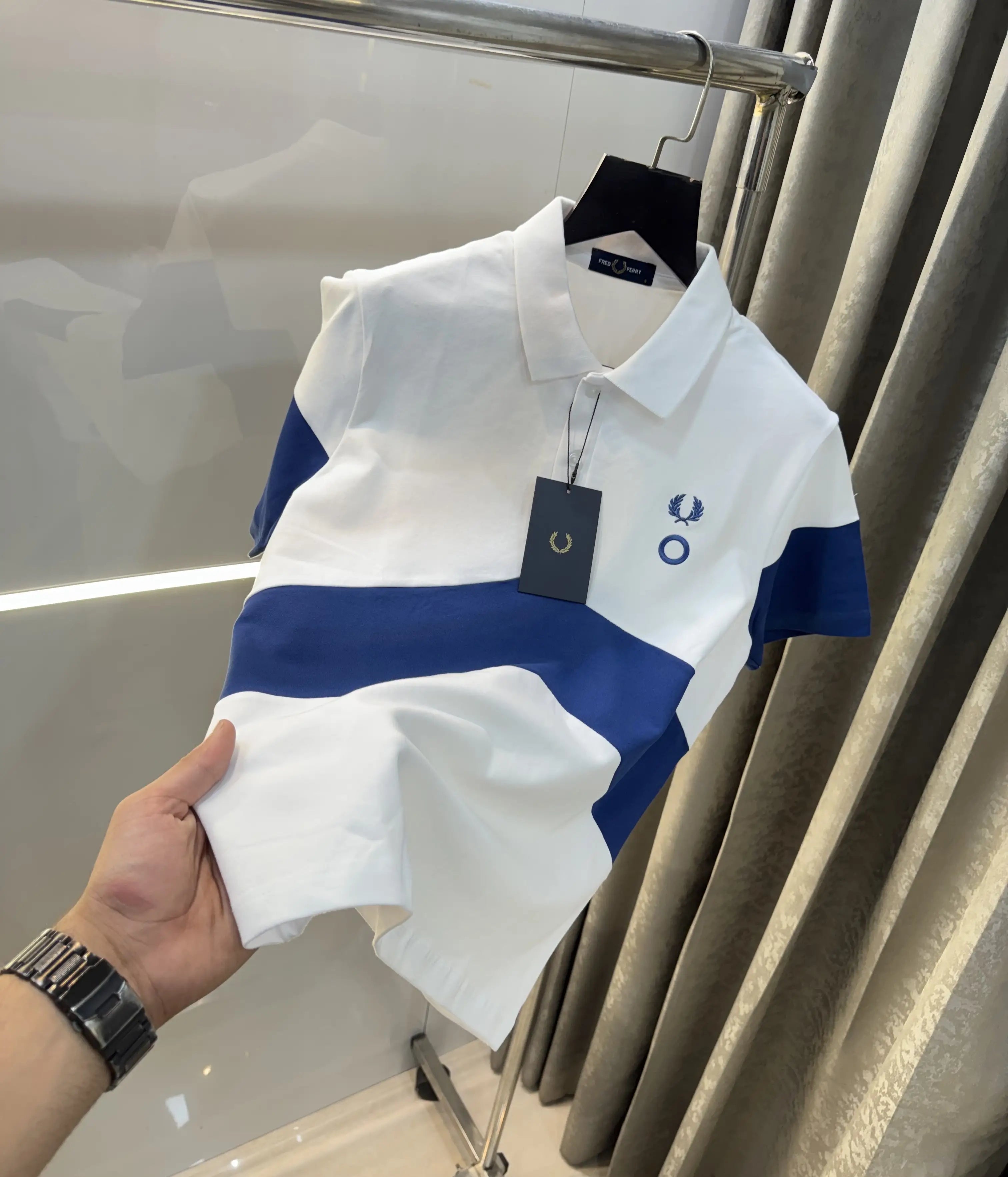 Fredperry White Embroidery Logo Premium Polo T-Shirt