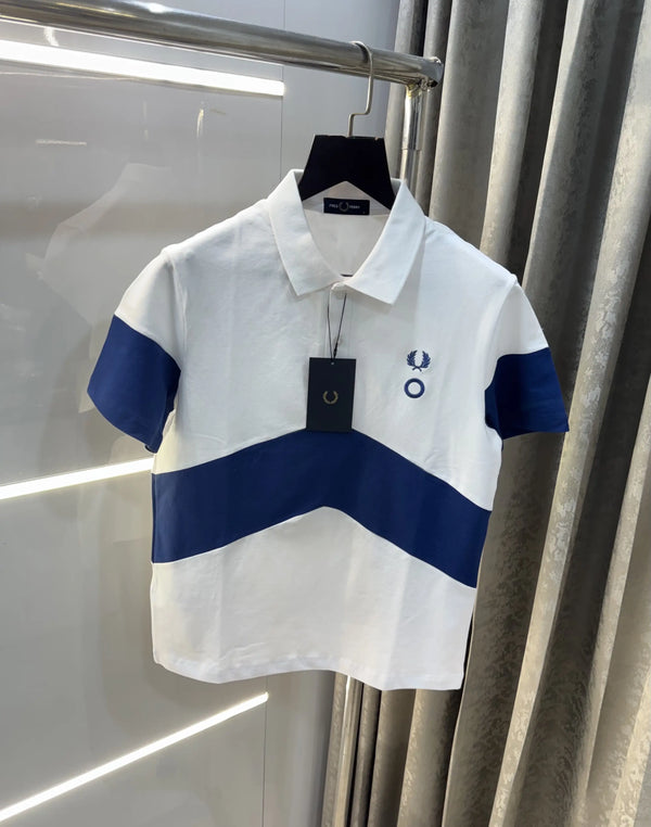 Fredperry White Embroidery Logo Premium Polo T-Shirt