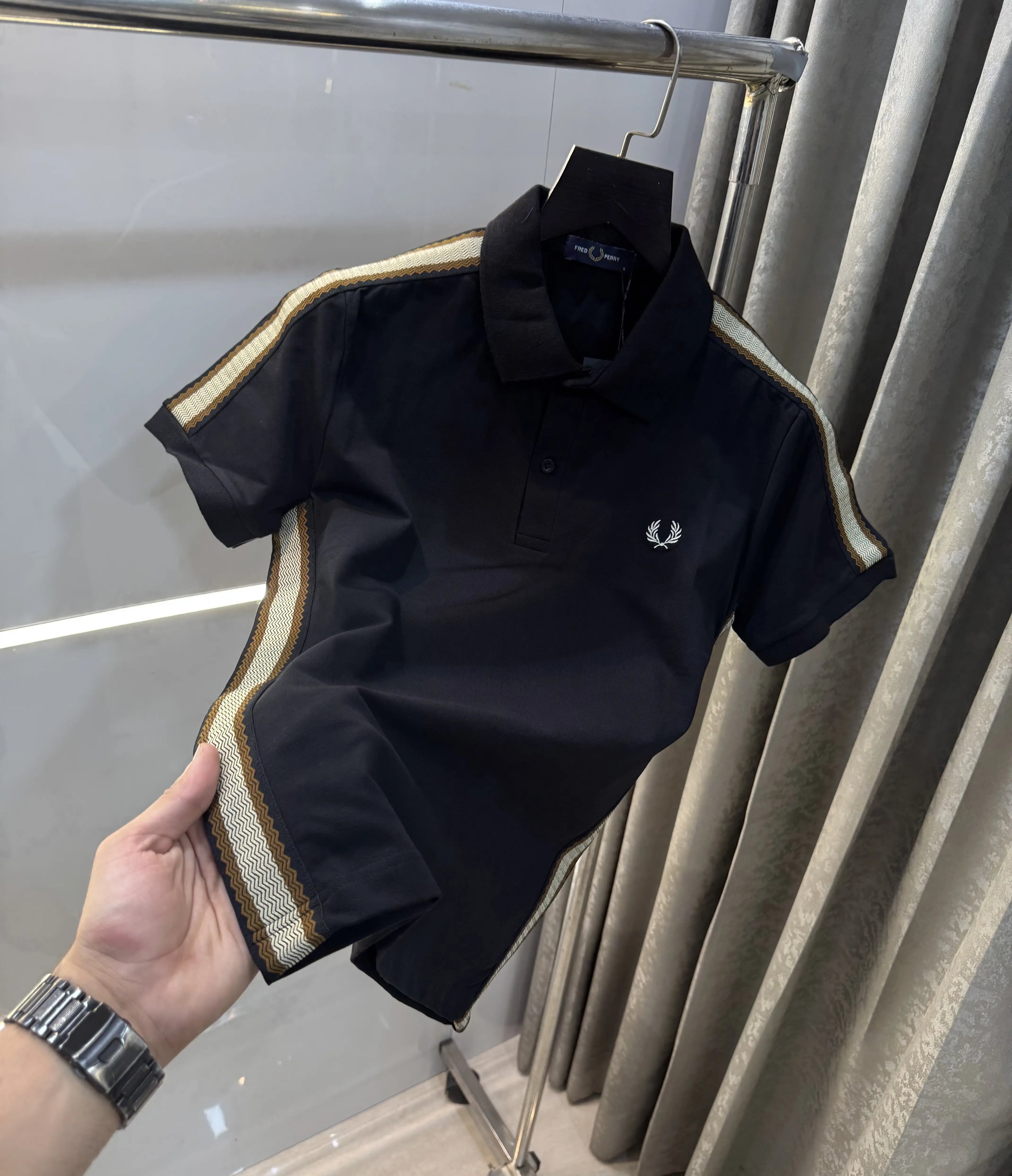 Fredperry Black Embroidery Logo Premium Polo T-Shirt