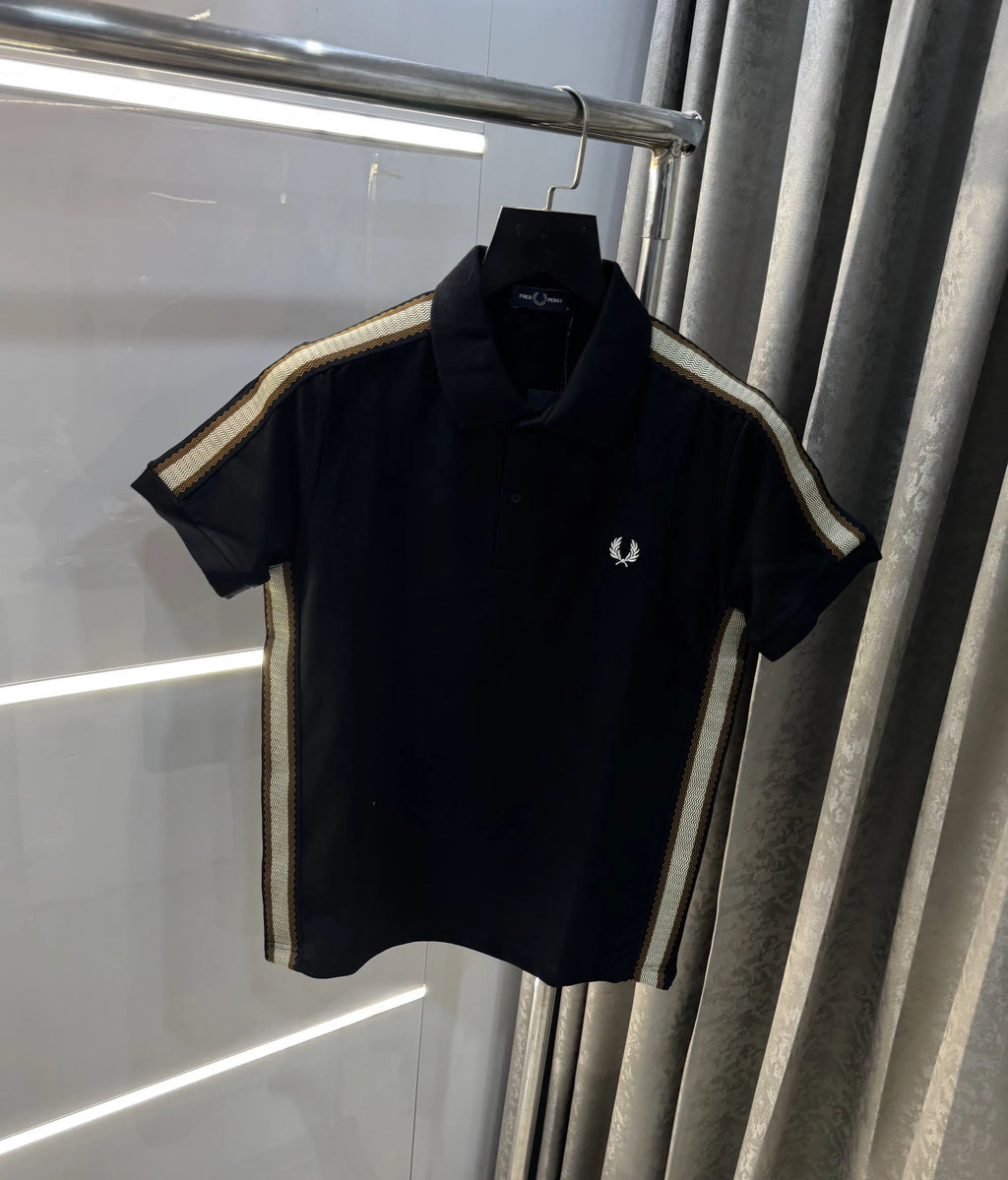 Fredperry Black Embroidery Logo Premium Polo T-Shirt