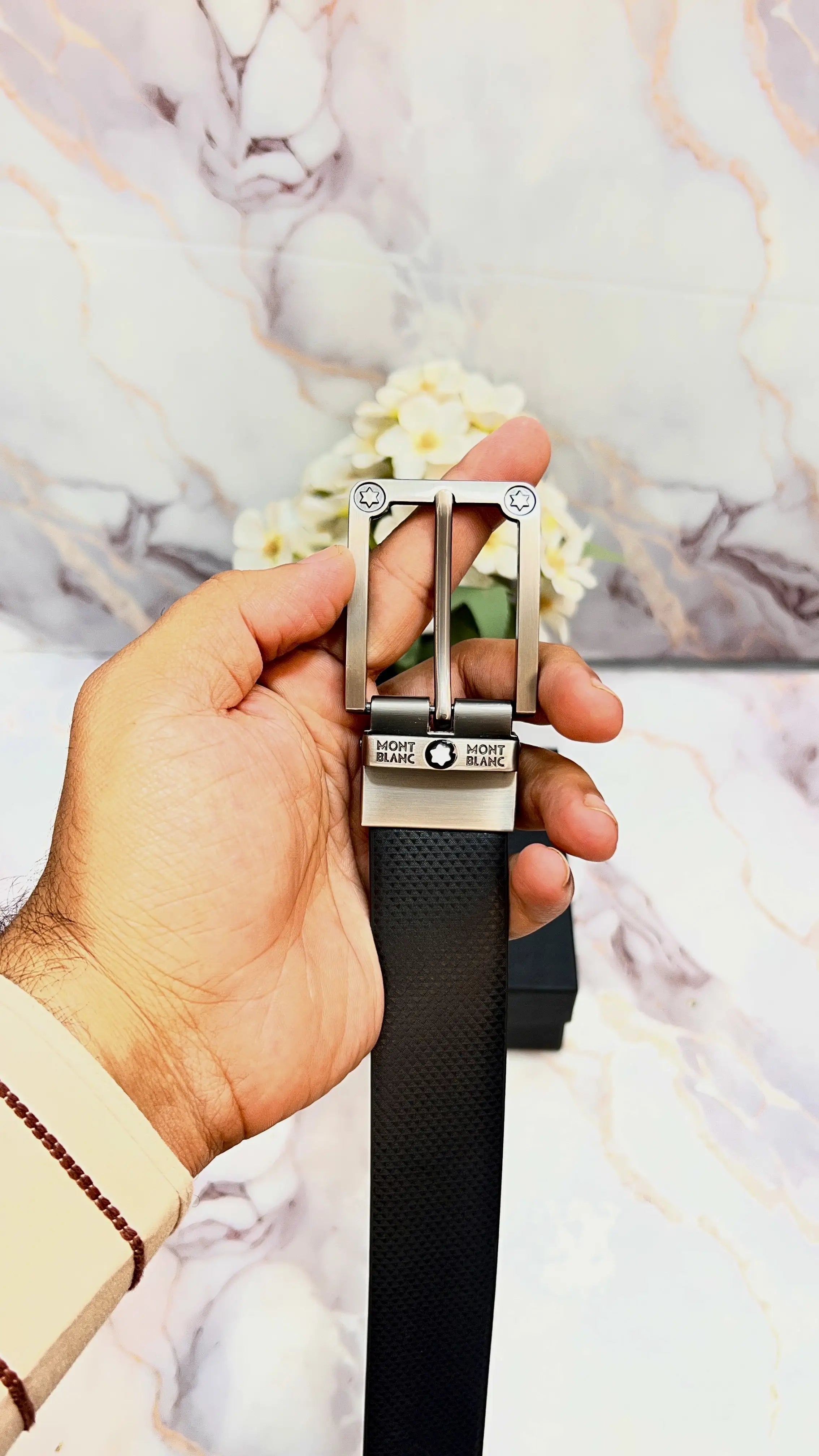 MONT_BLANC PREMIUM QUALITY IMPORTED REVERSIBLE BELT WITH OG BOX MB-805